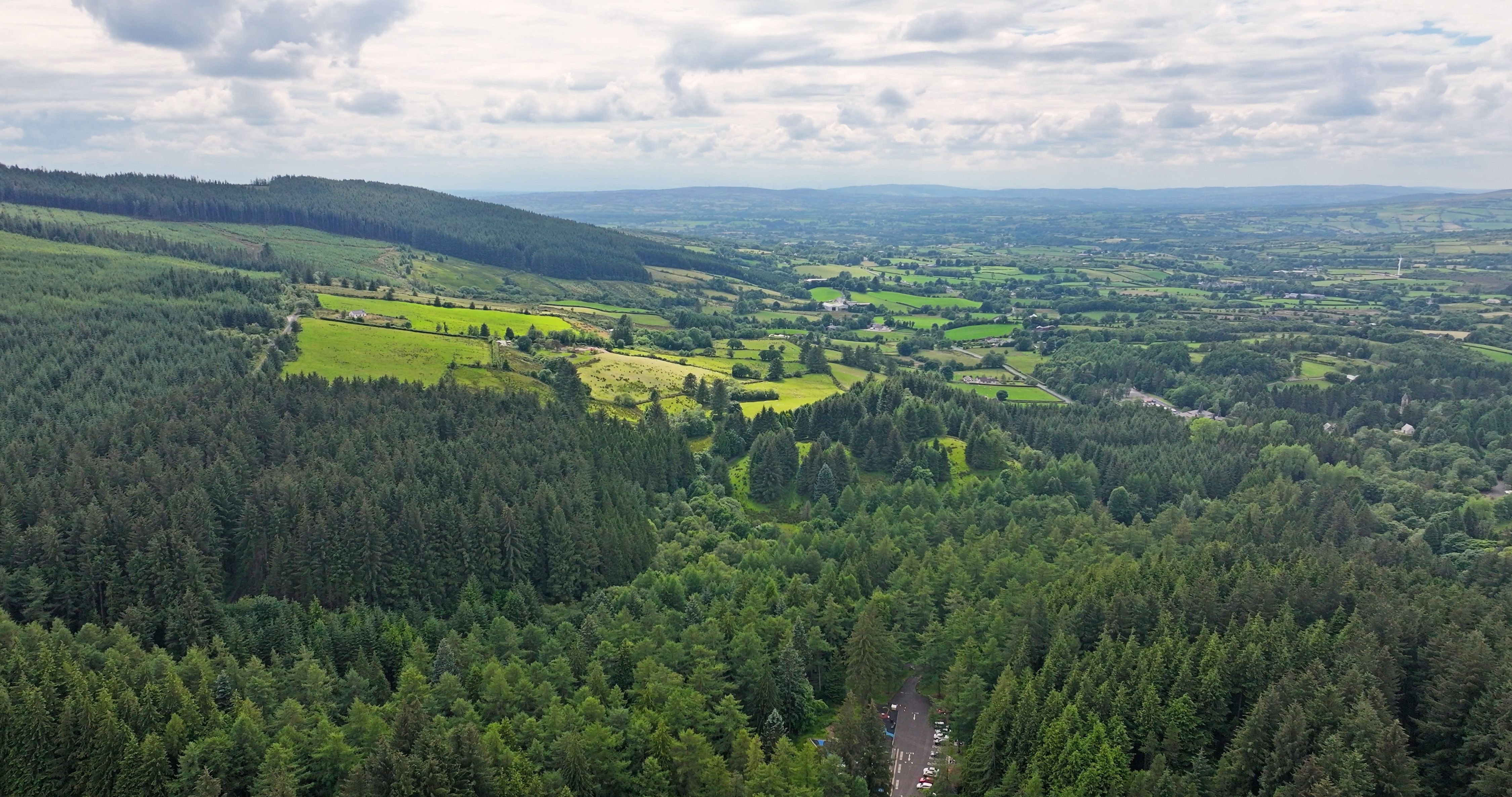 Aerial View of the Gortin Glen Forest Park Omagh County Tyrone Northern Ireland