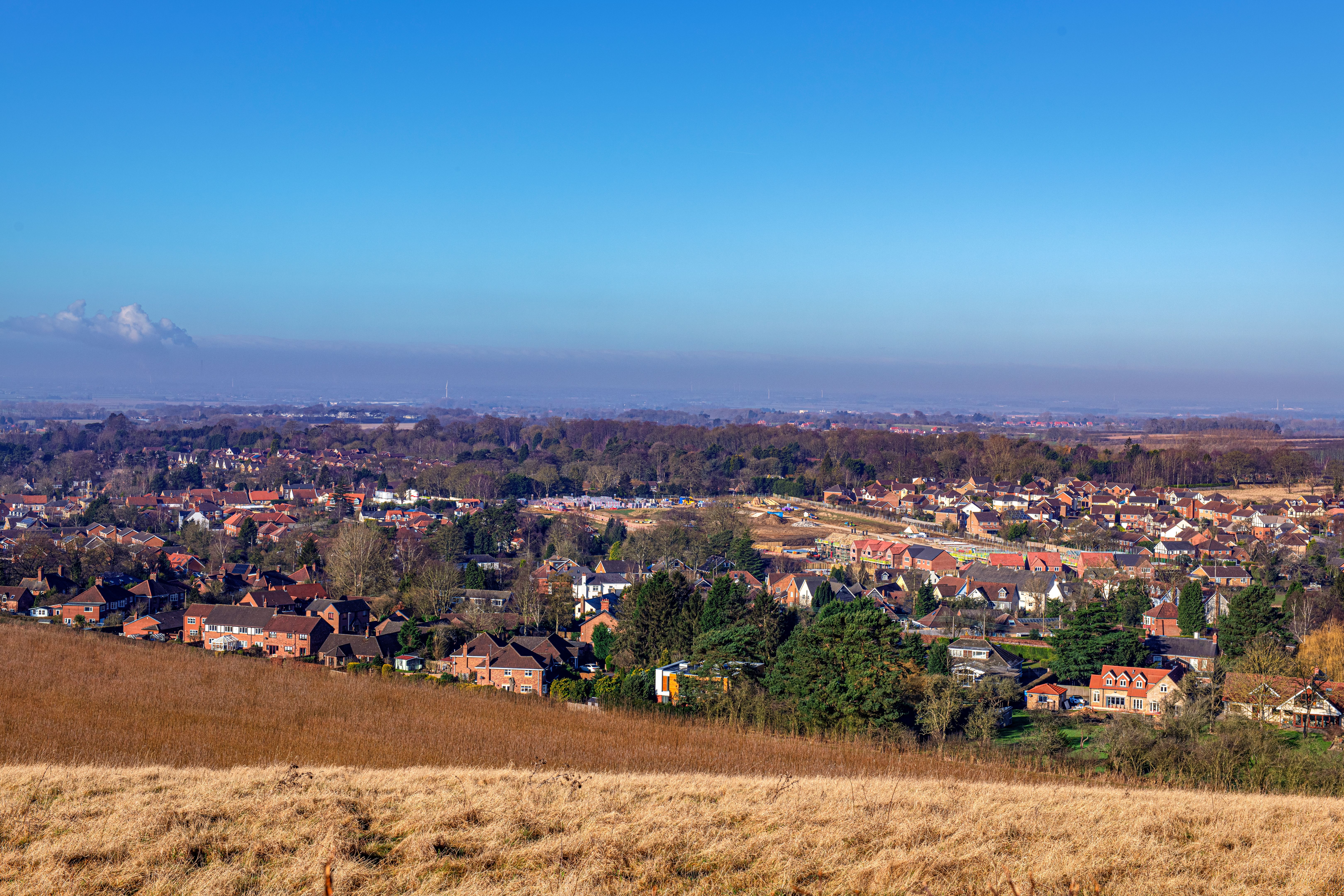 Looking down onto the English village of South Cave in the Yorkshire Wolds