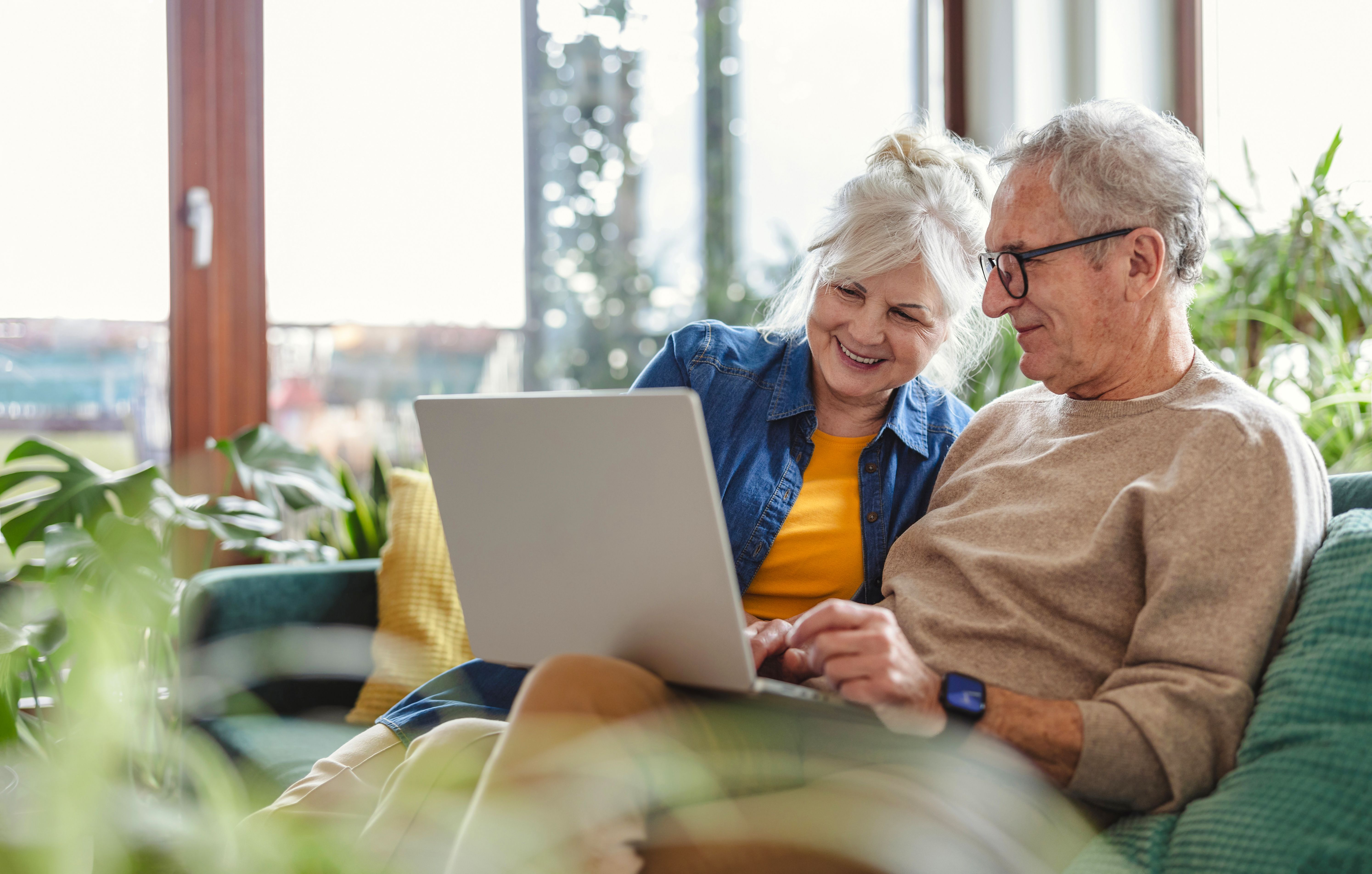 senior using computer