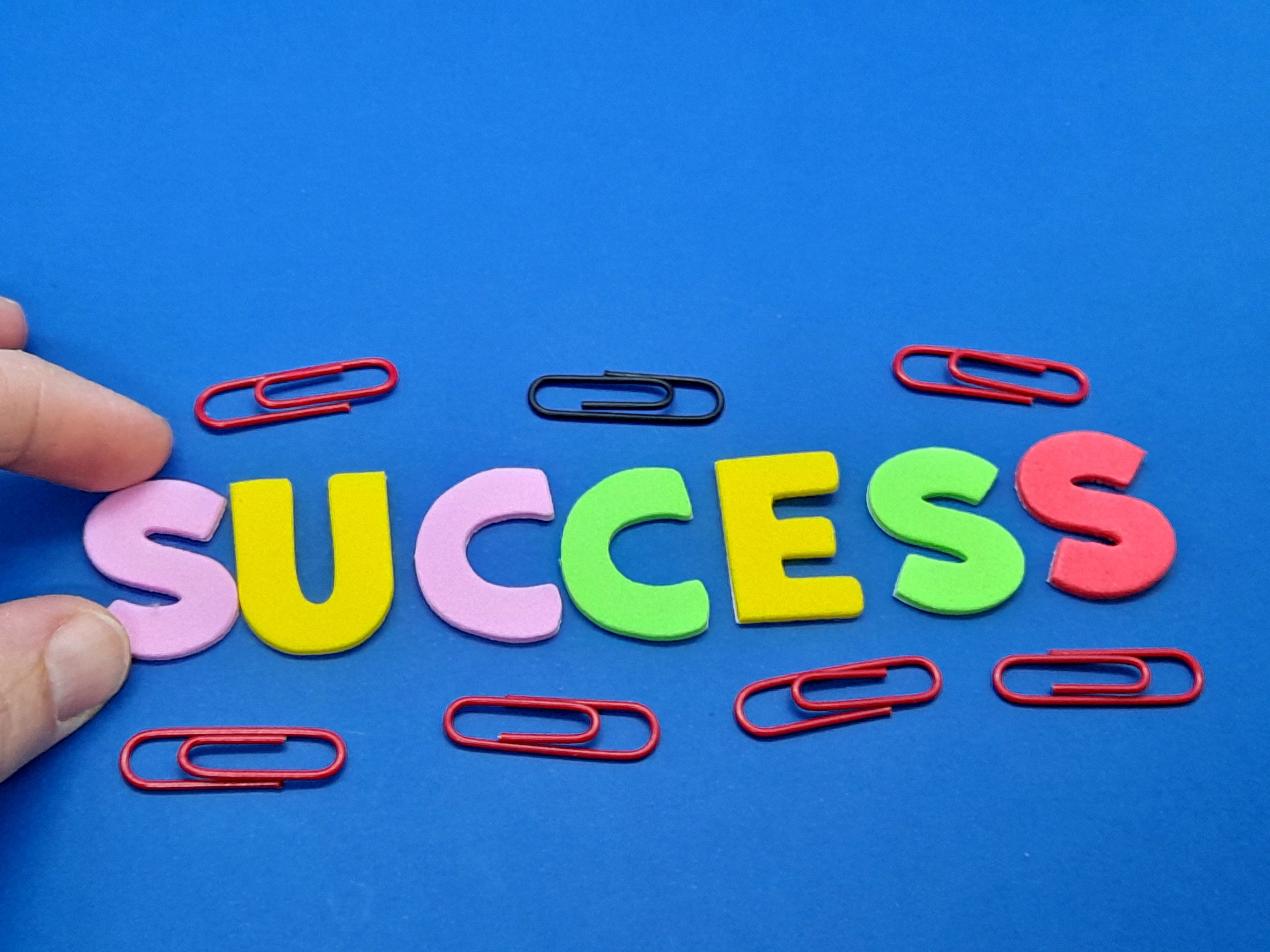 Success subtitle or text with blue background Success subtitle or text with blue background