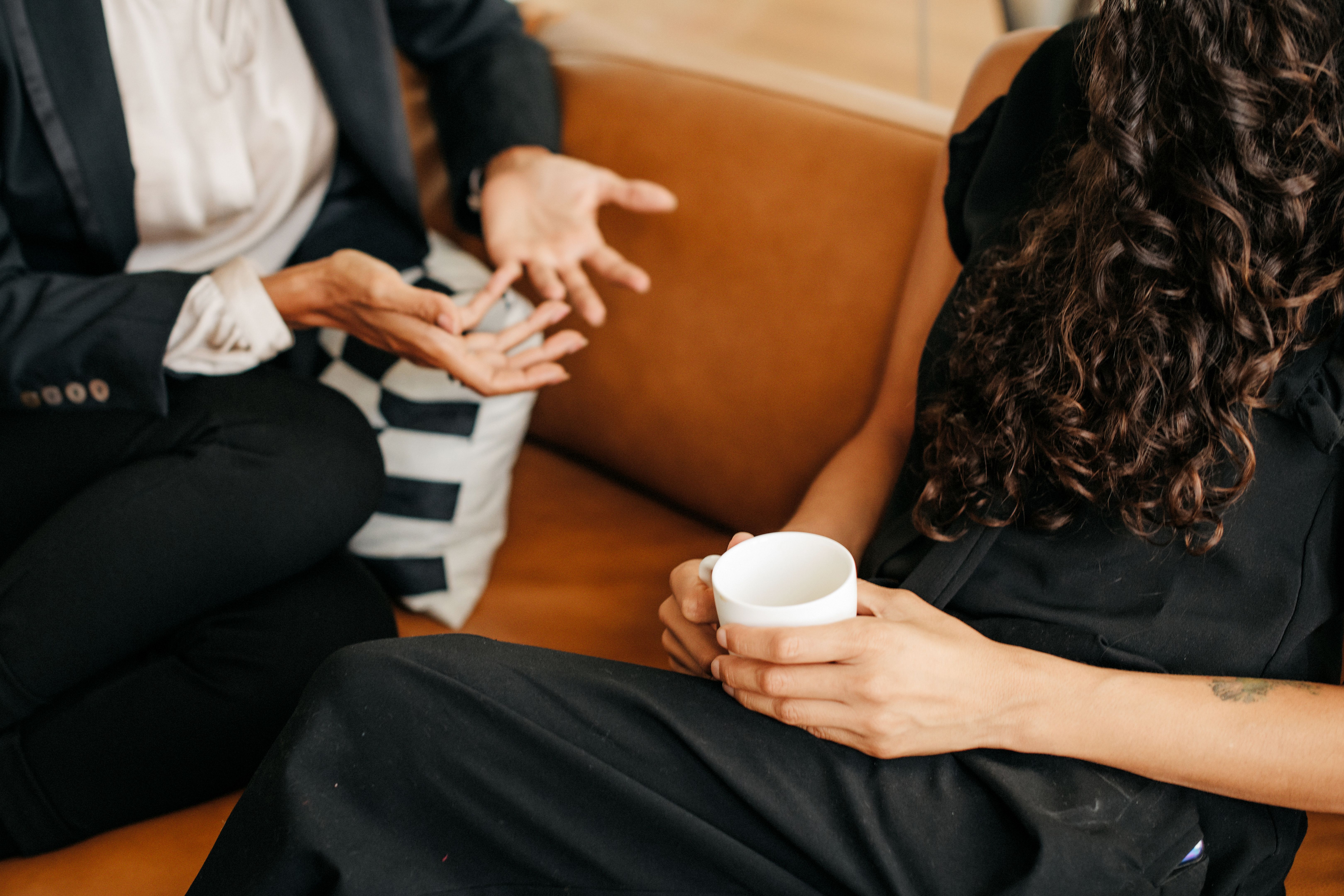 Close up of two female colleagues on a break