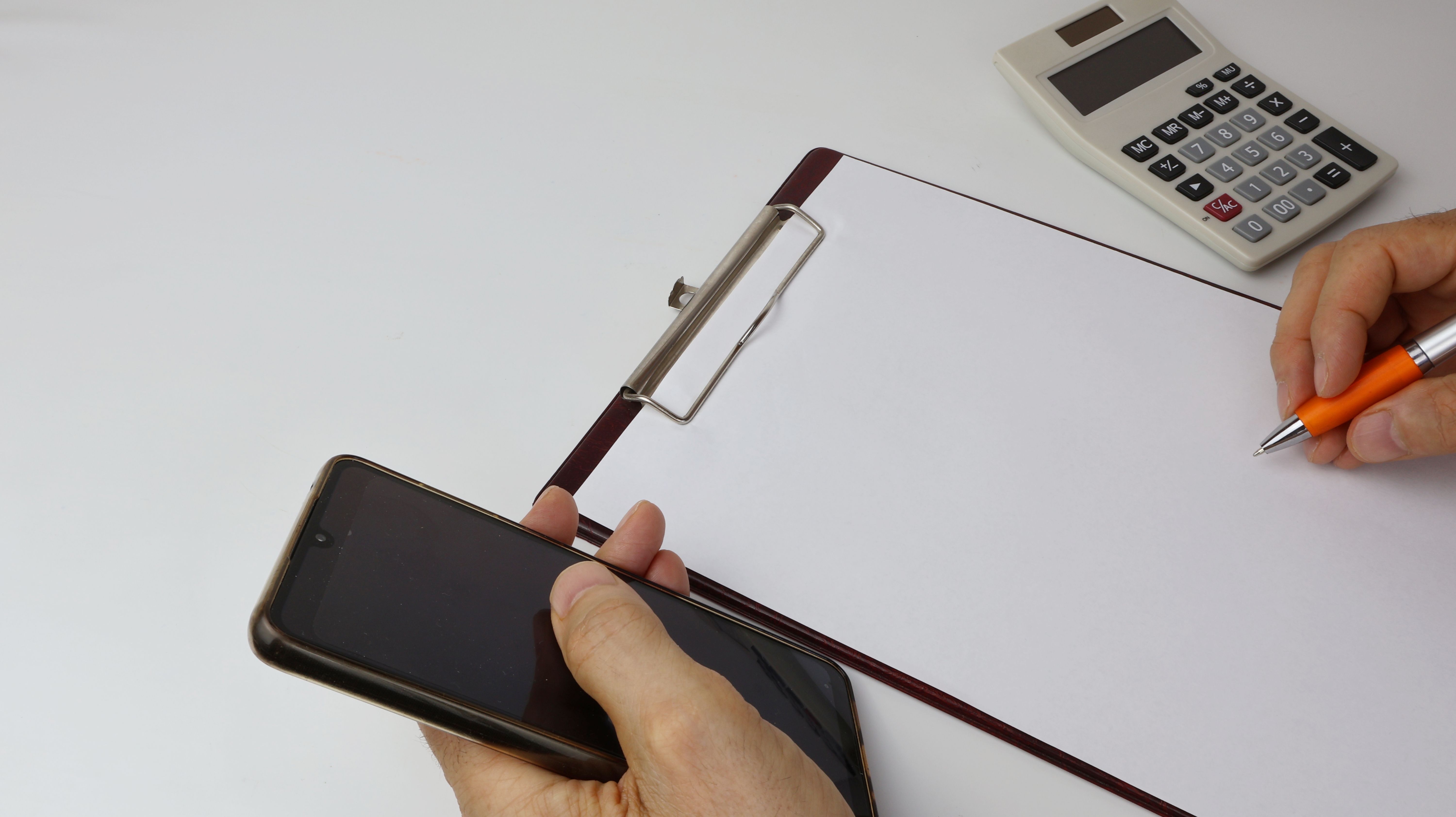 calculator and papers