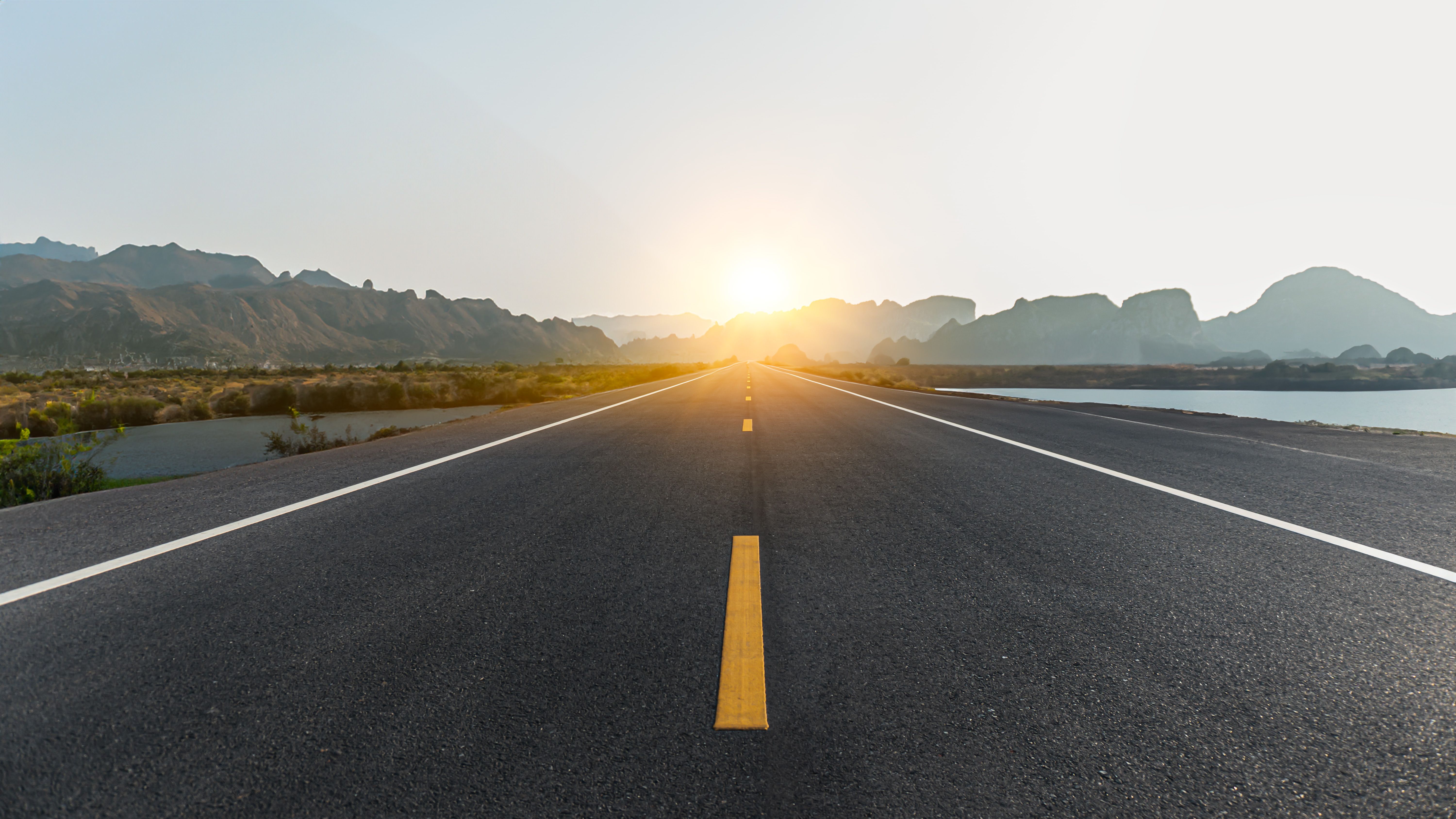 Scenic view of Amargosa Mountains from highway travelling into Death Valley National Park.