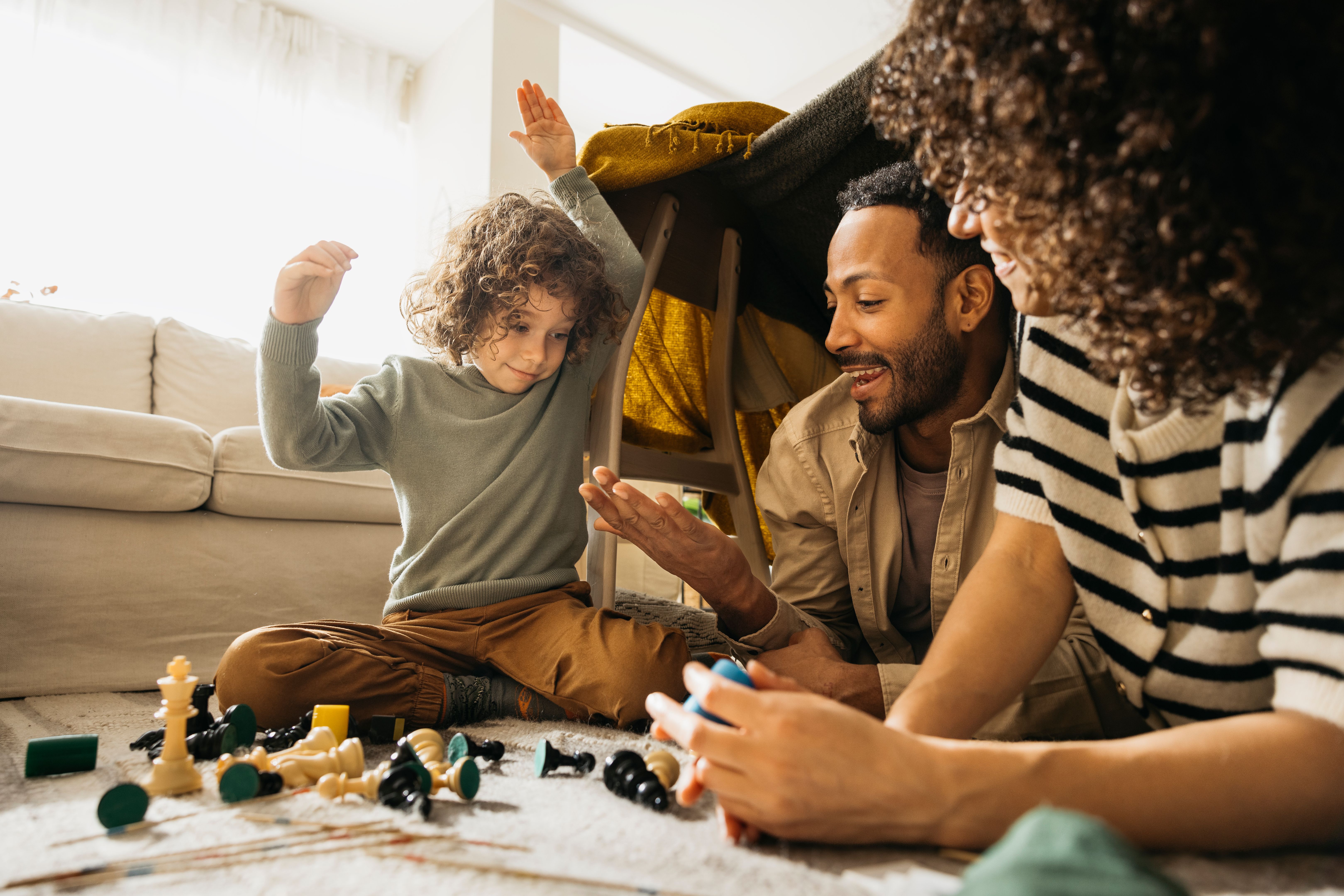 family playing educational games