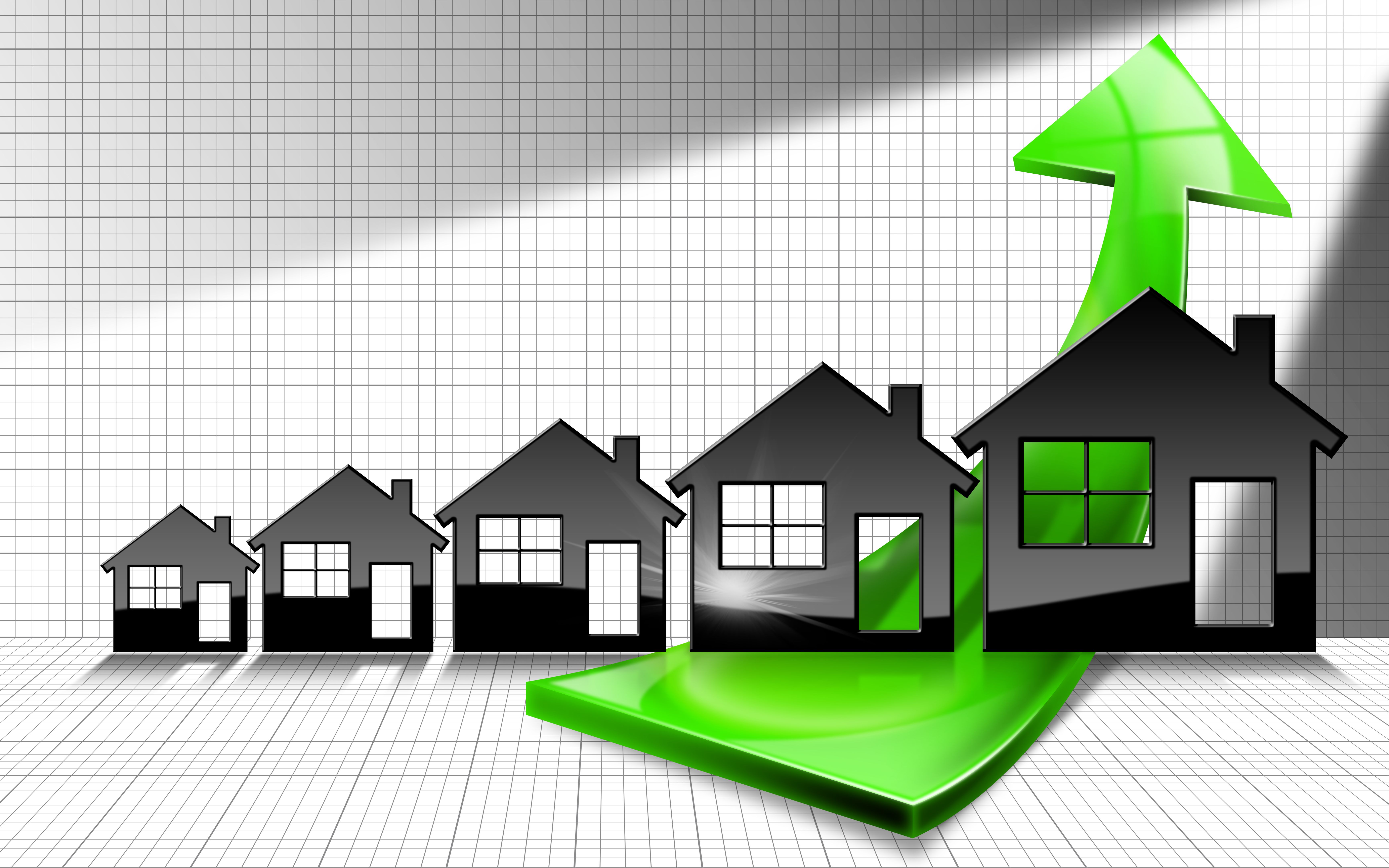 Growing Real Estate Sales - Graph with Houses