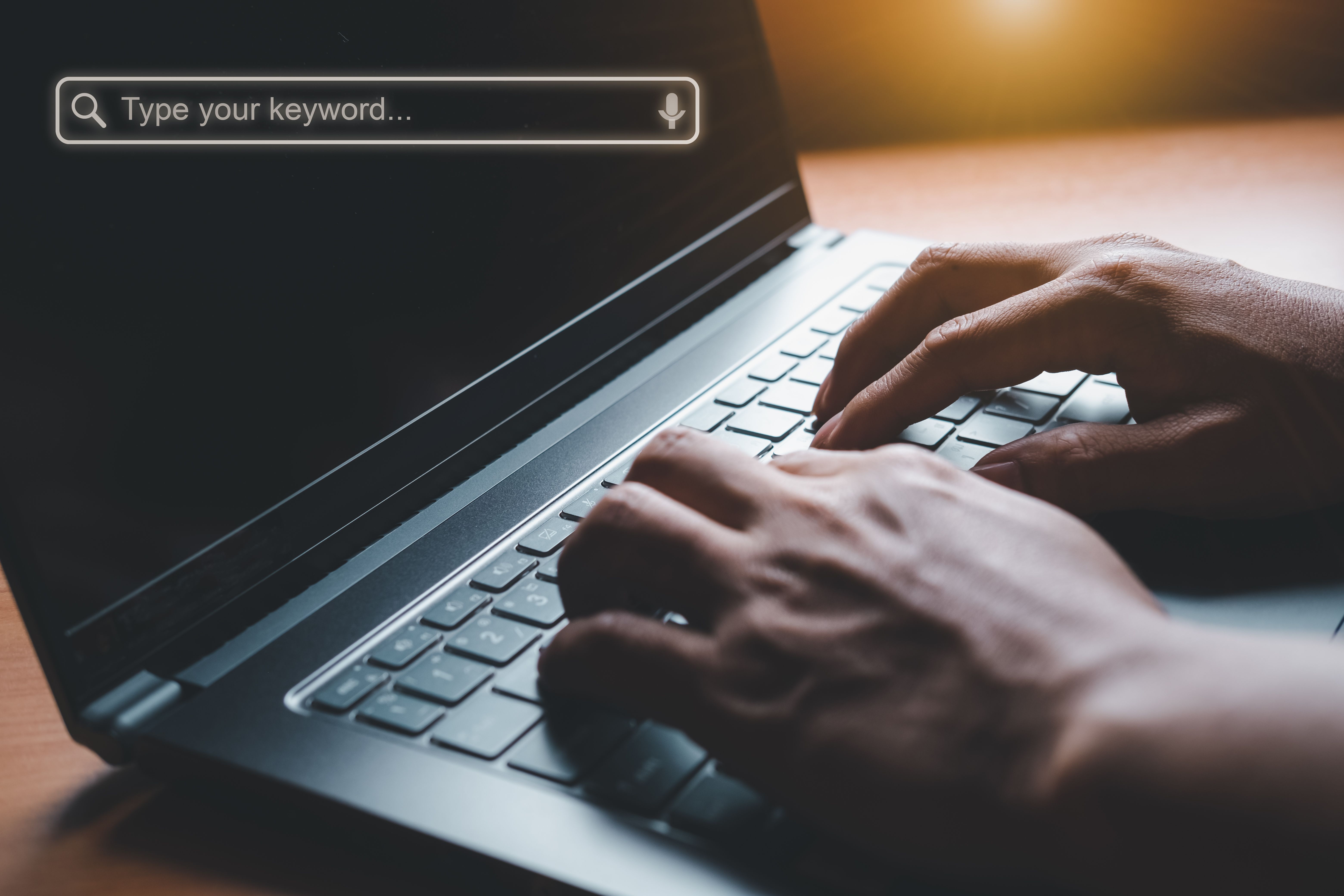 Digital marketing SEO photo concept idea with infographic creative detail