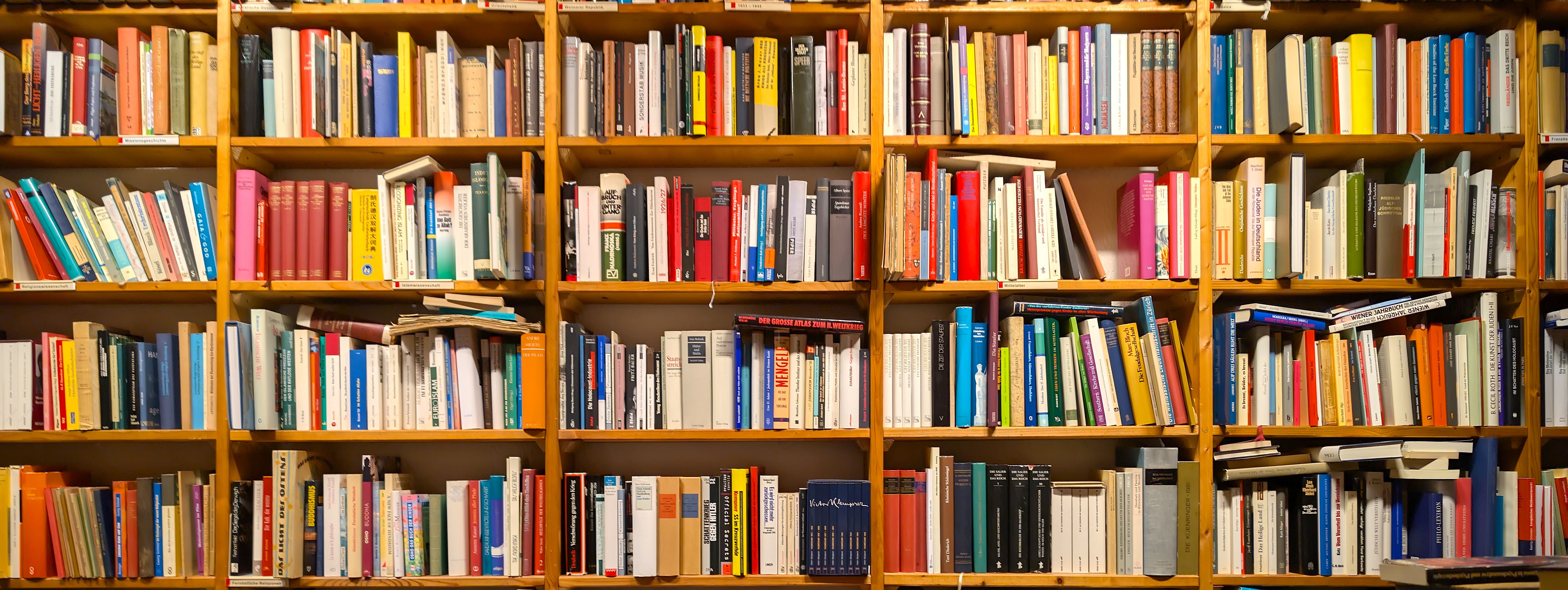 bookshelf with educational books
