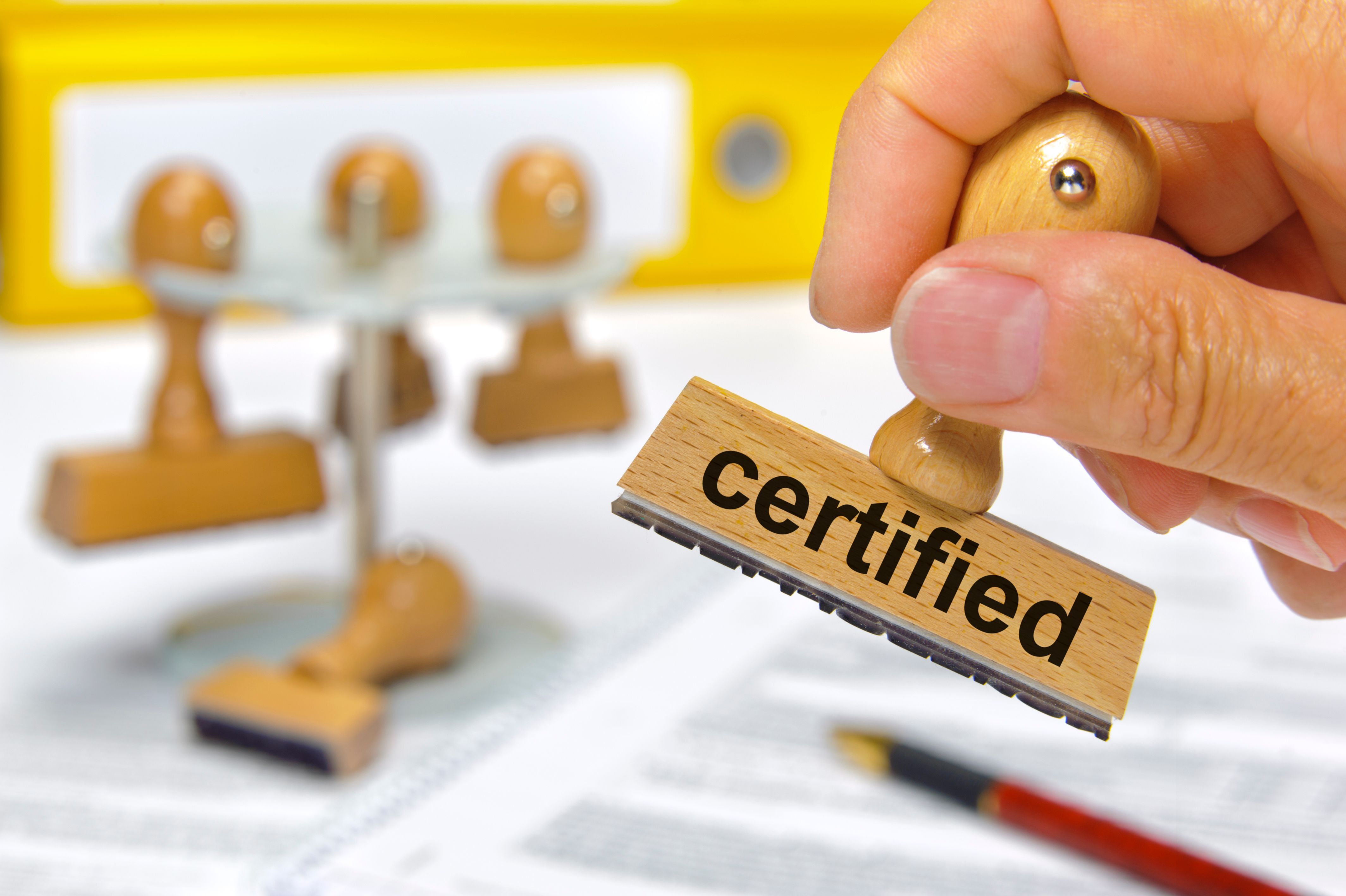 certified printed on rubber stamp