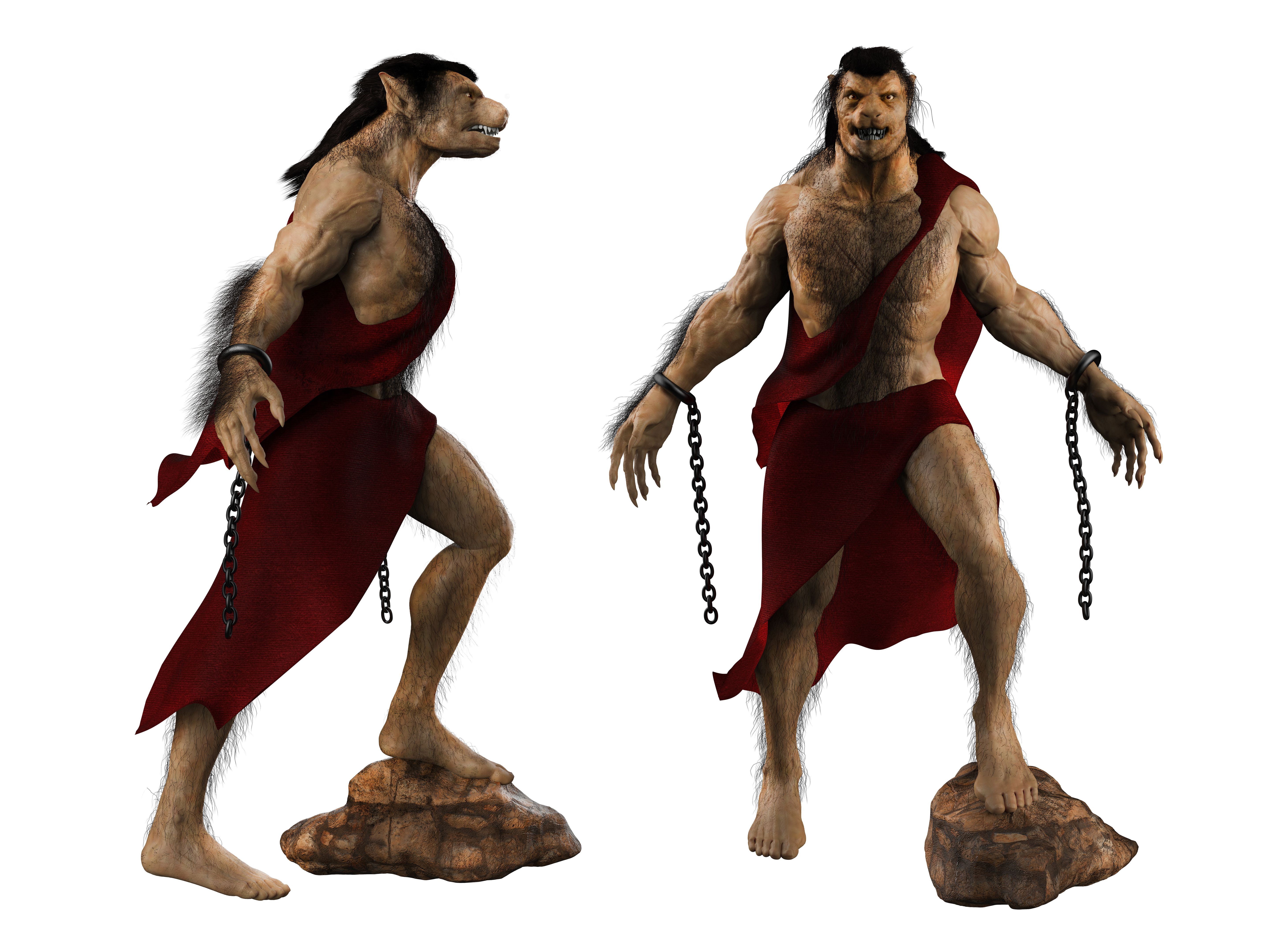 3d render illustration artwork of werewolf monster.