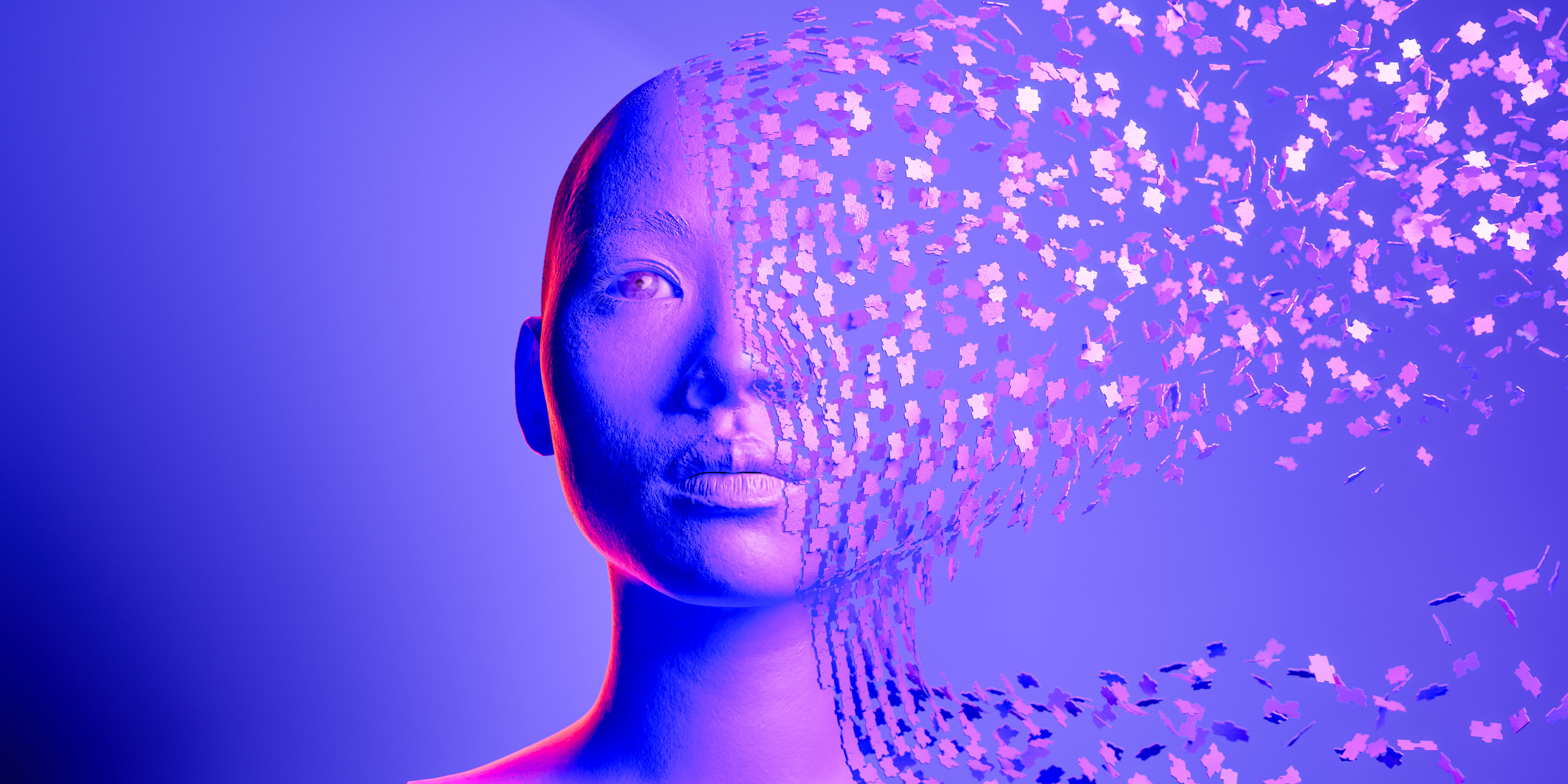 Jigsaw Pieces Coming Together To From Human Head