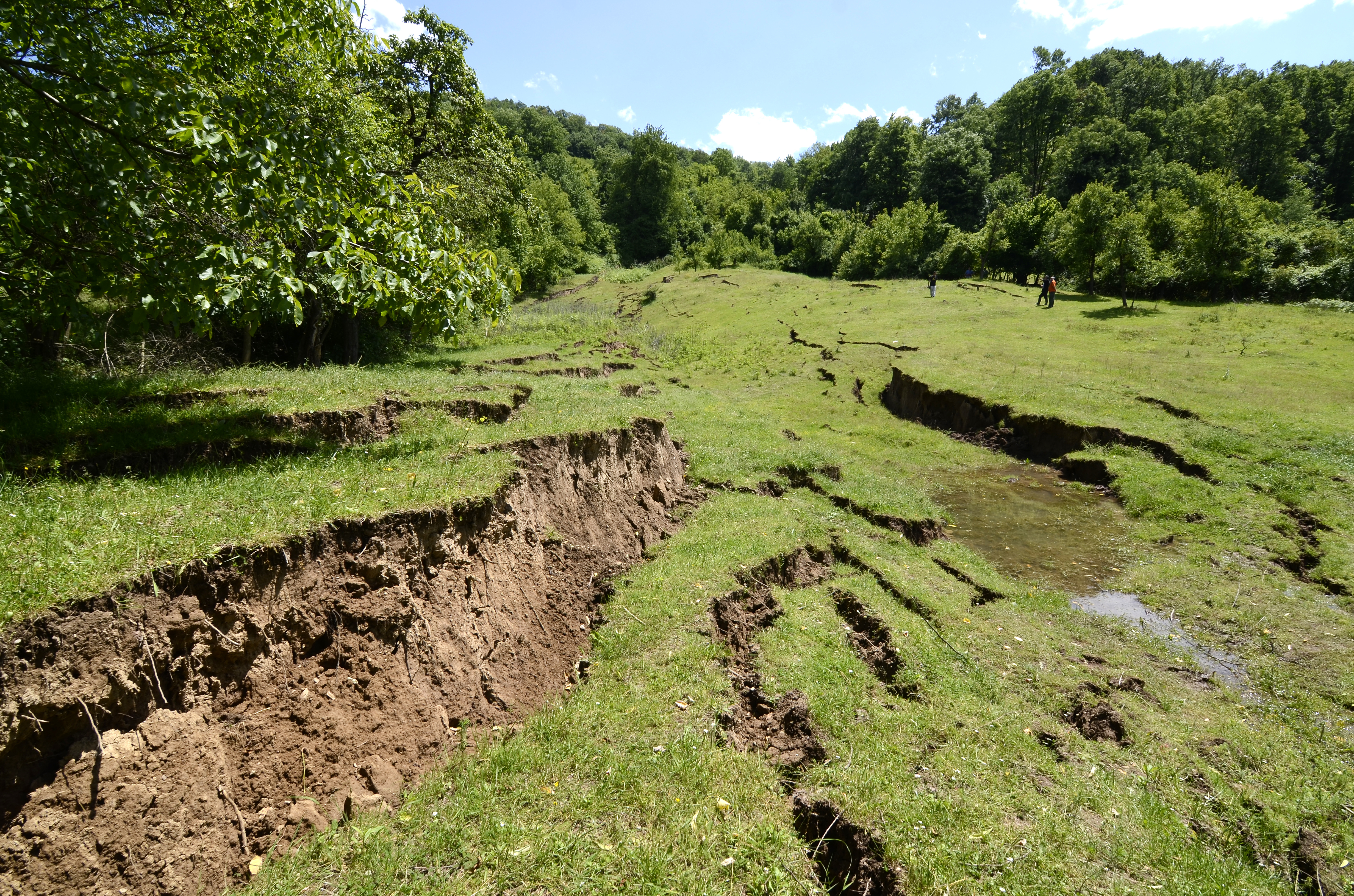 Land slides on the hill