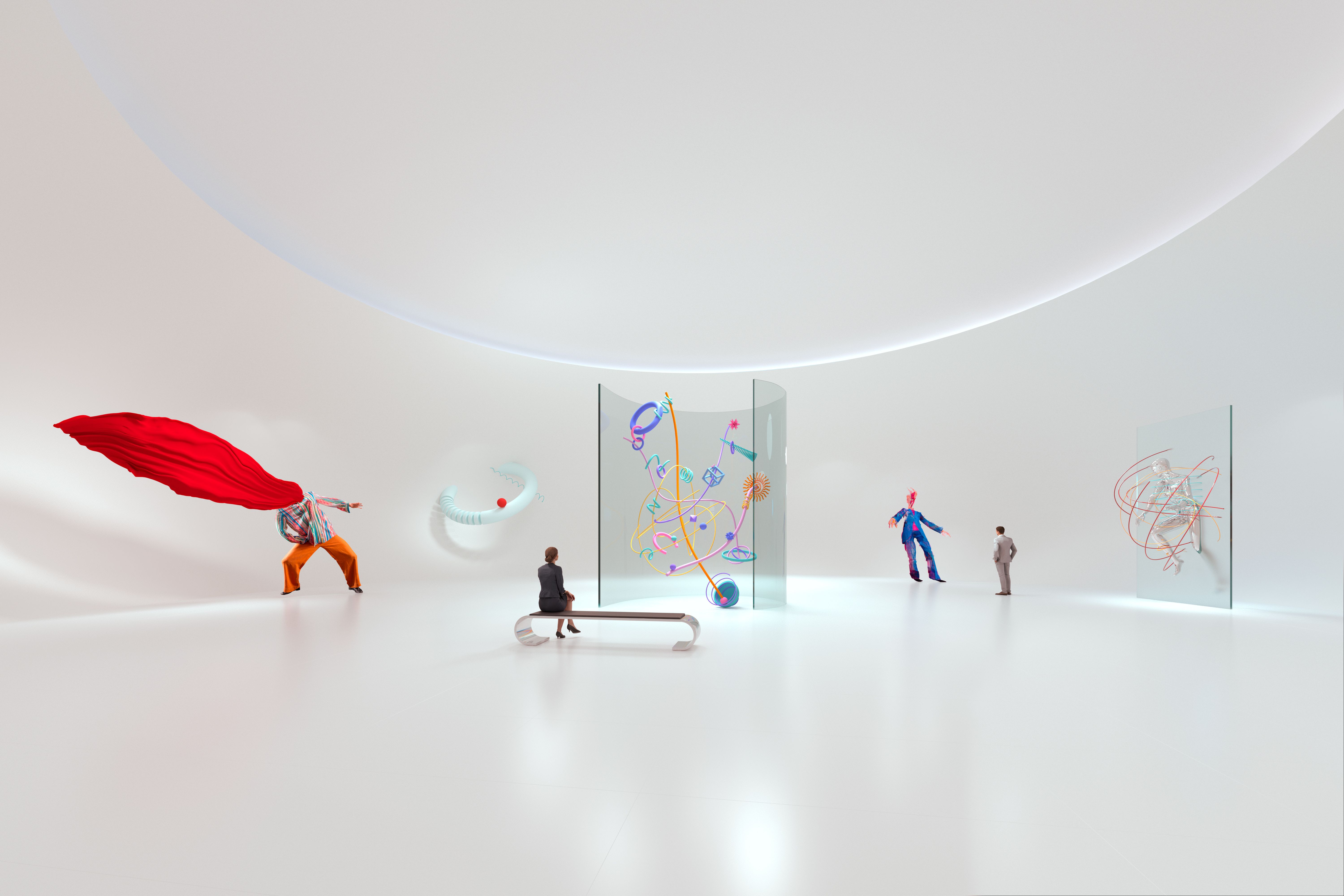 Abstract  sculptures in a modern art center