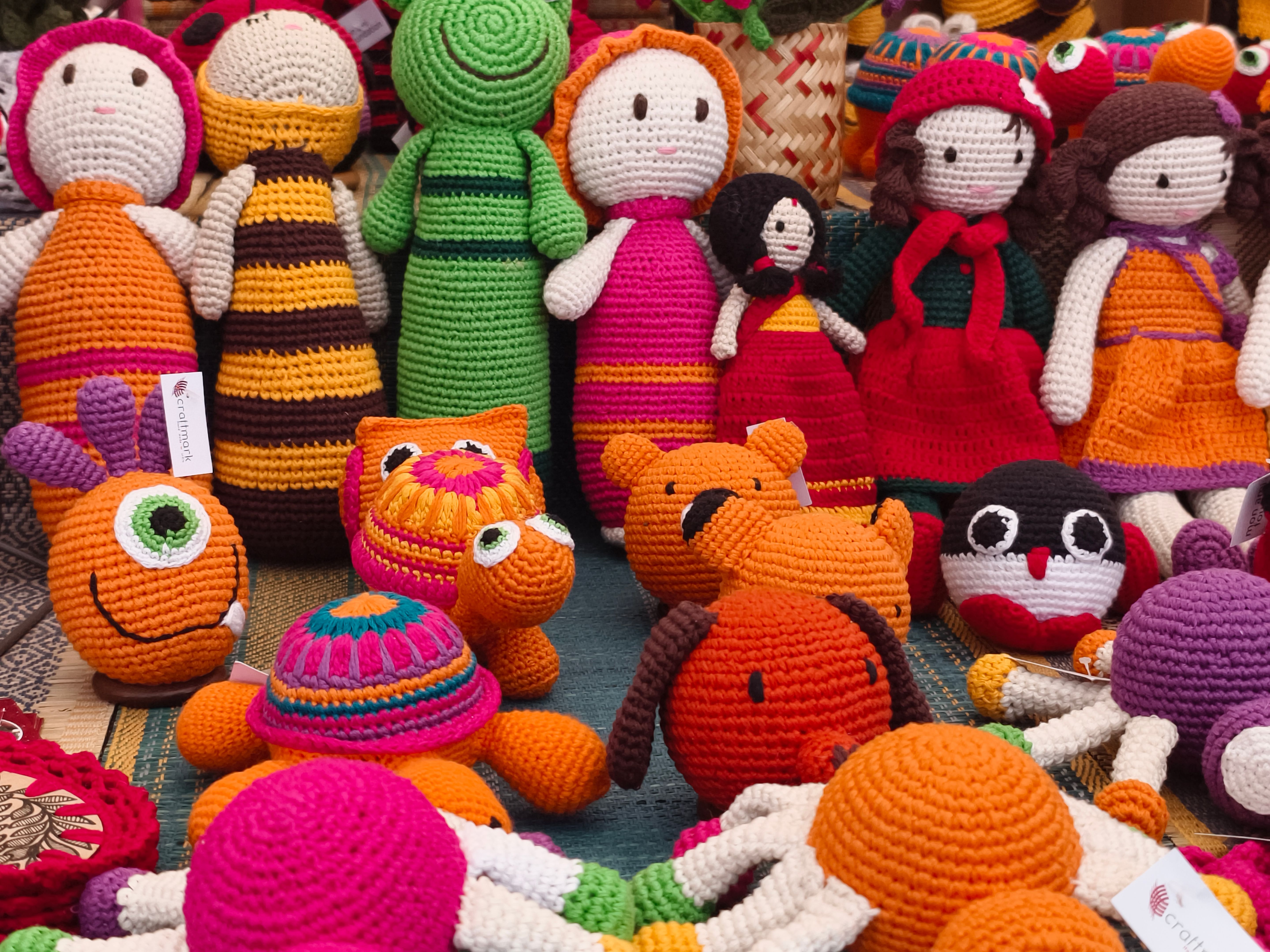 colorful crochet toys
