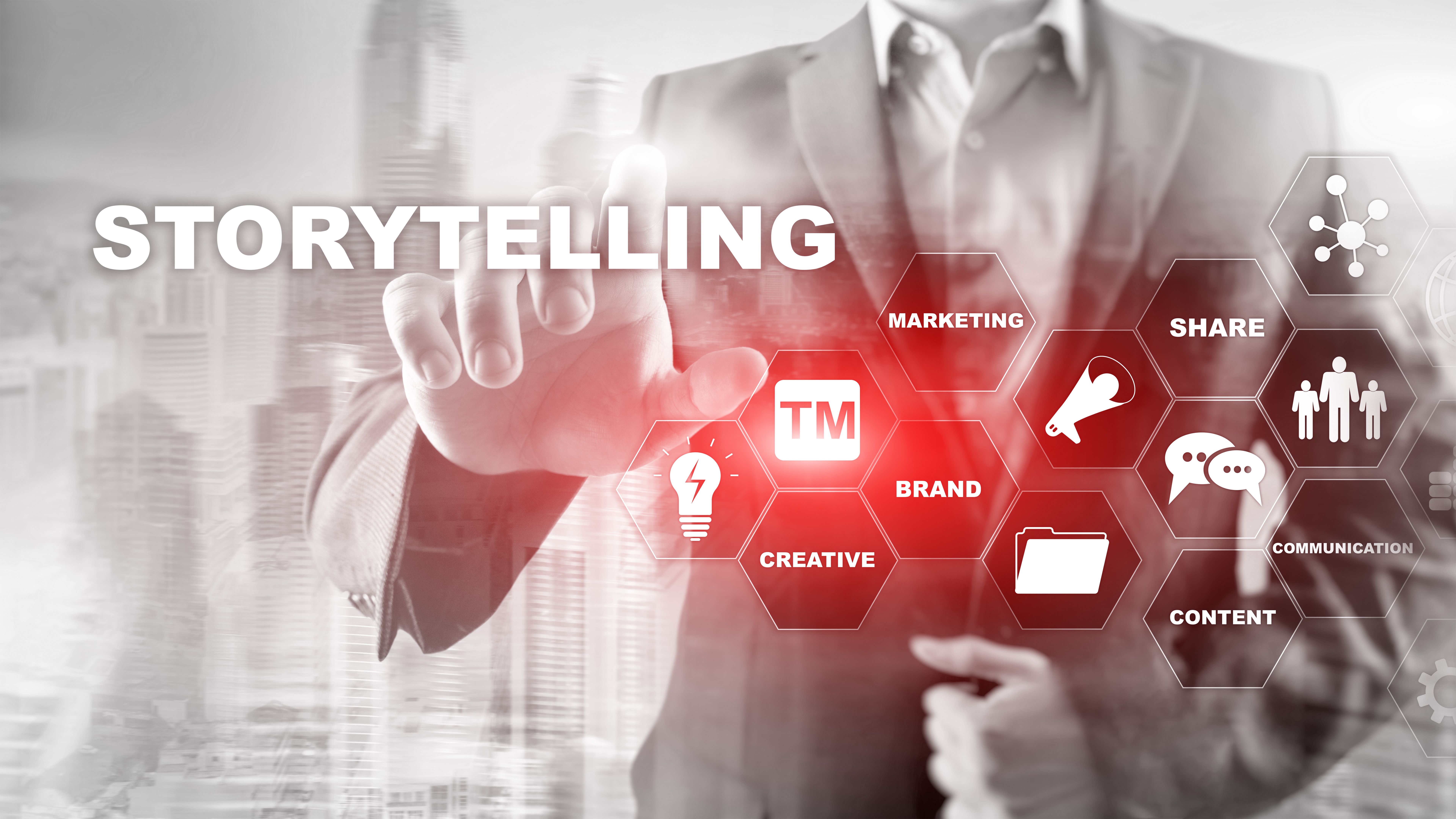 Storytelling. Story Telling Financial Business concept. Abstract blurred background