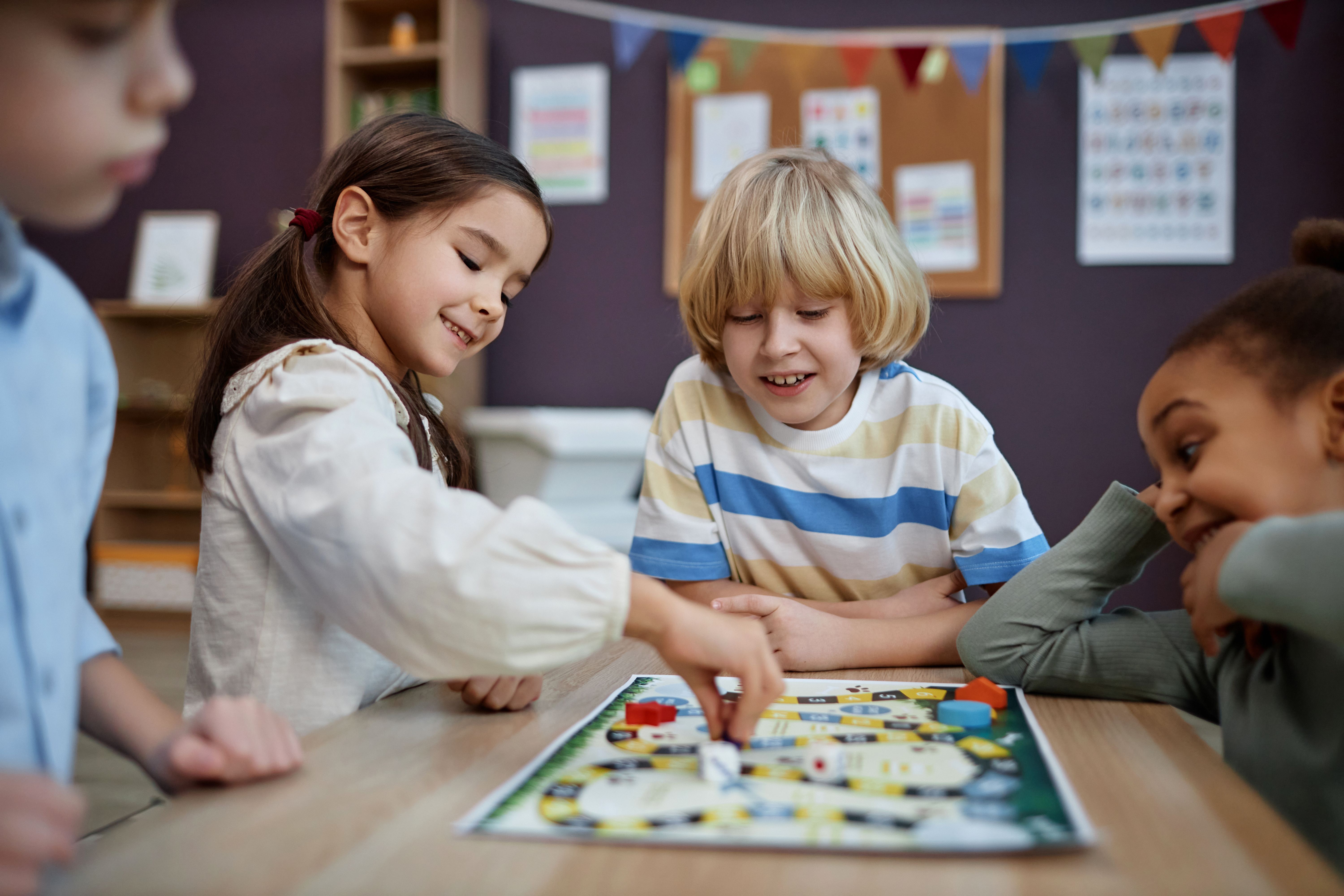children playing games indoors