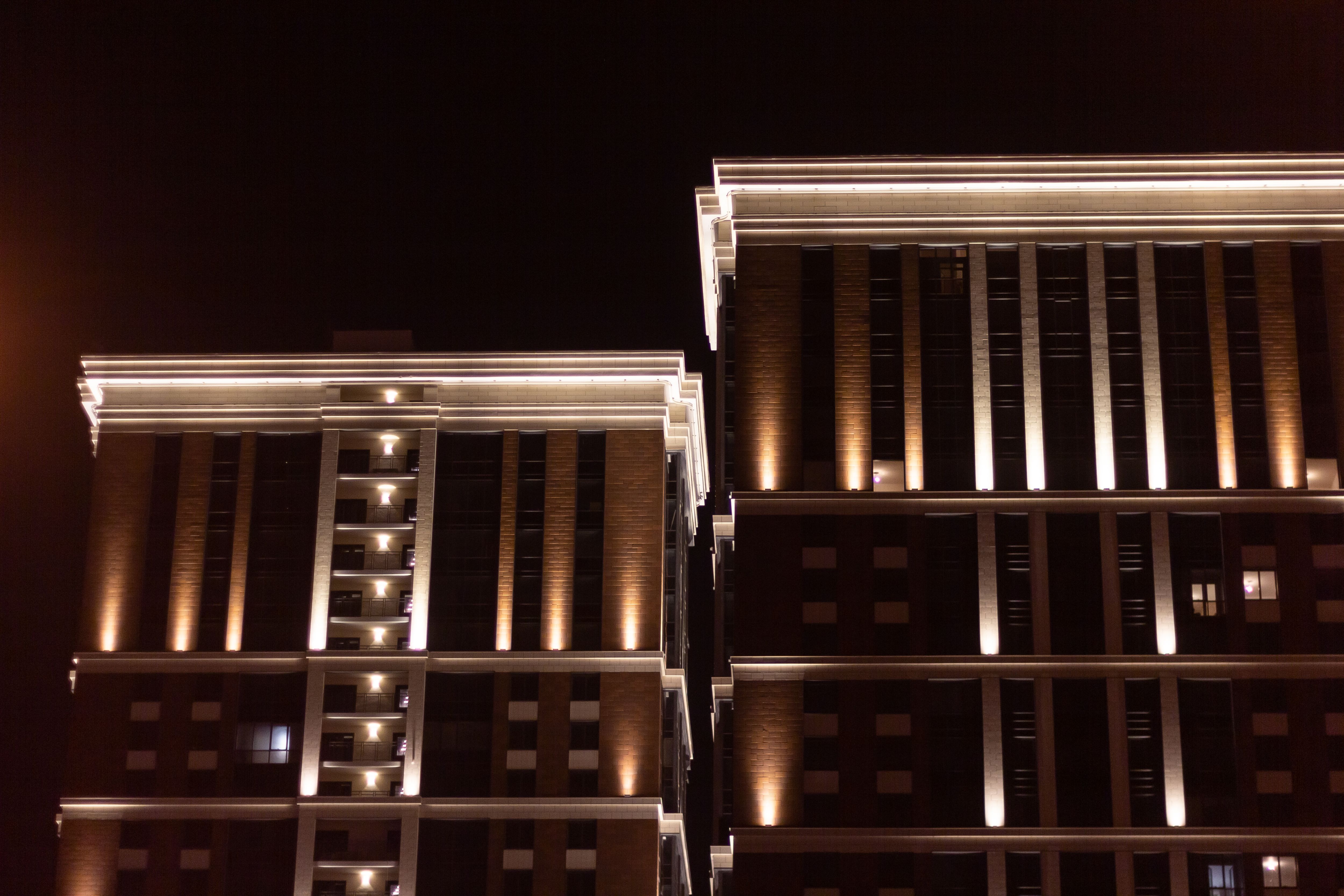 two skyscrapers night lights. architecture.geometry lines design .style two skyscrapers night lights. architecture.geometry lines design .style
