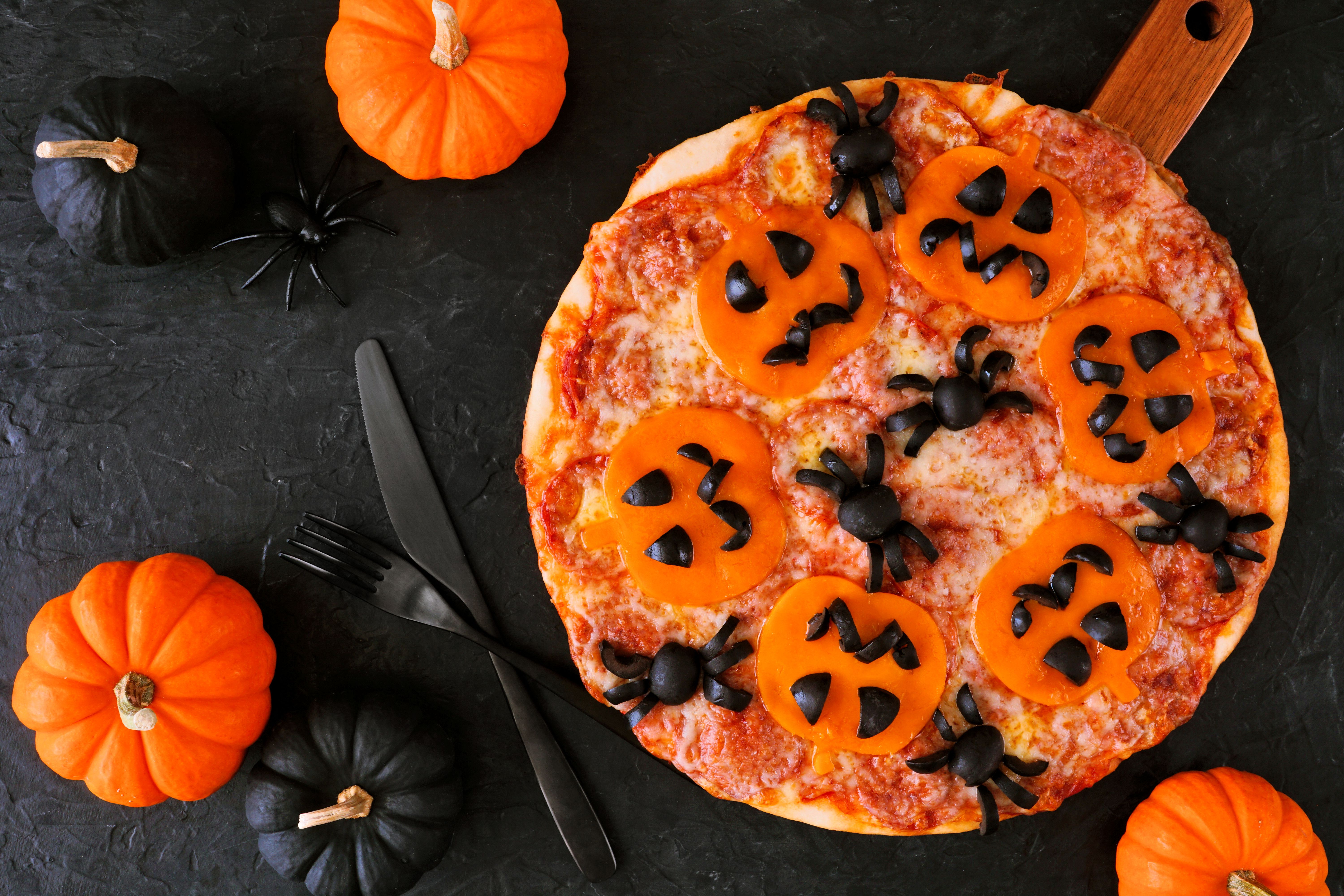 jack-o-lantern pizza