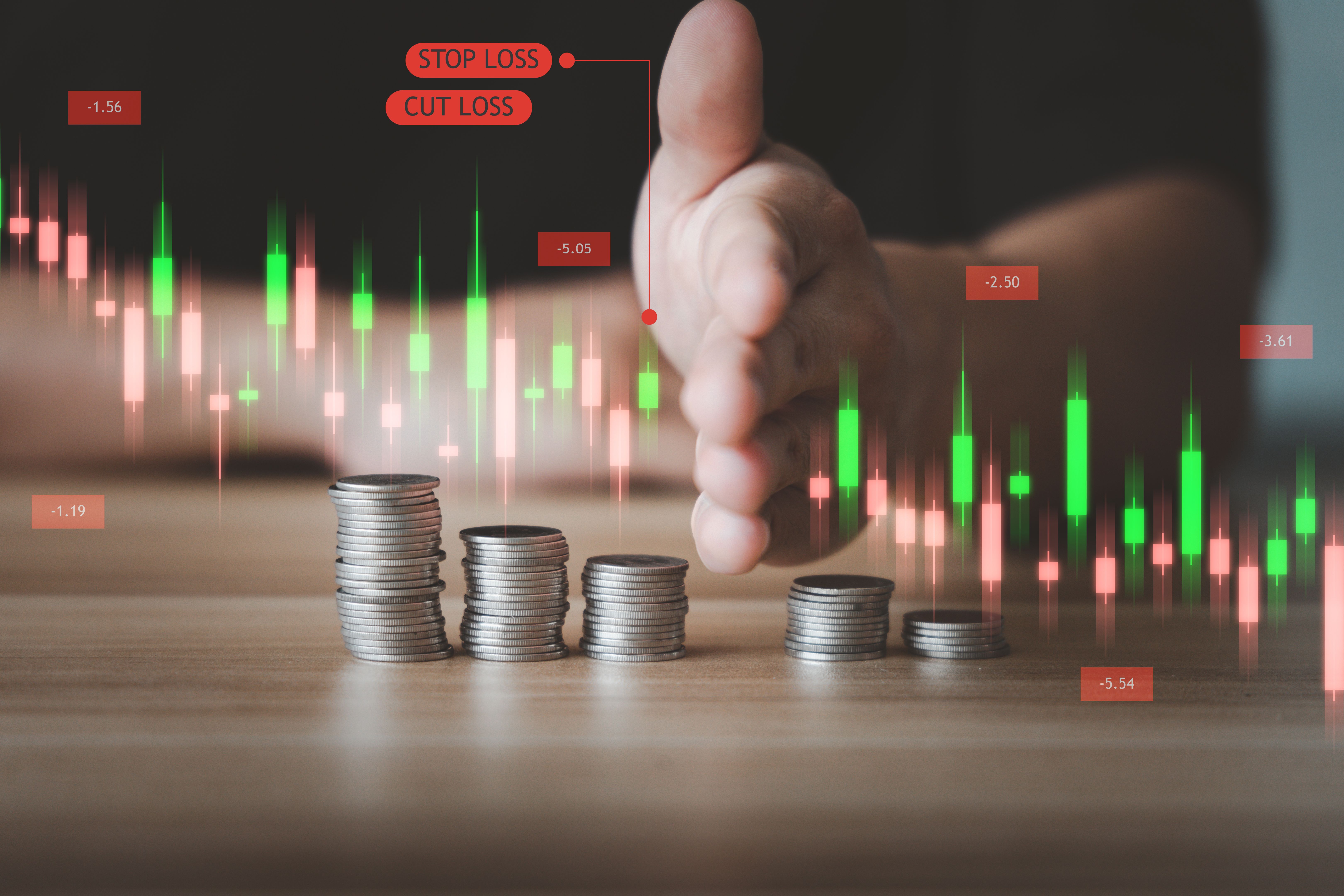 Concept of management in stock market investment and trading.