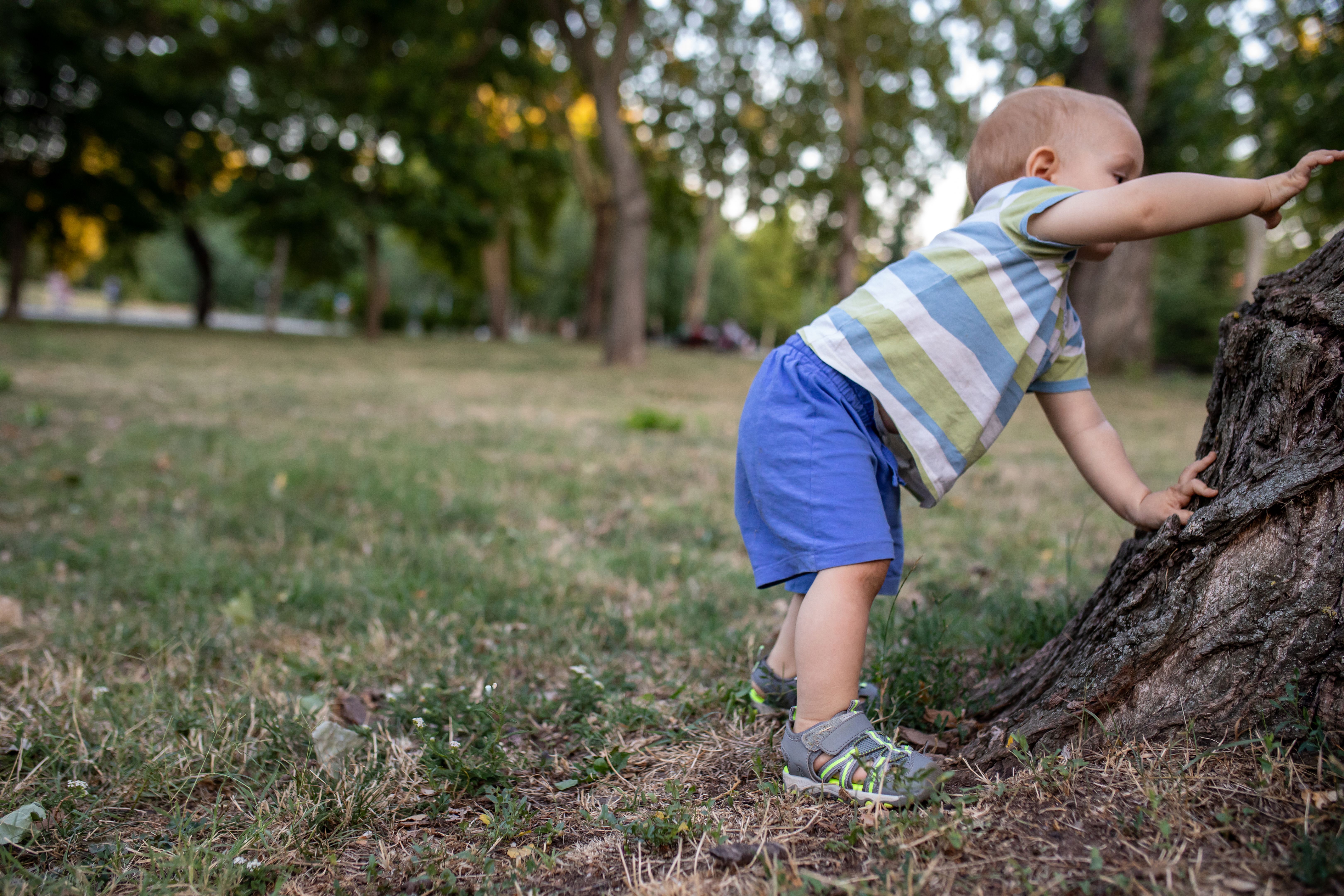 toddler playing park