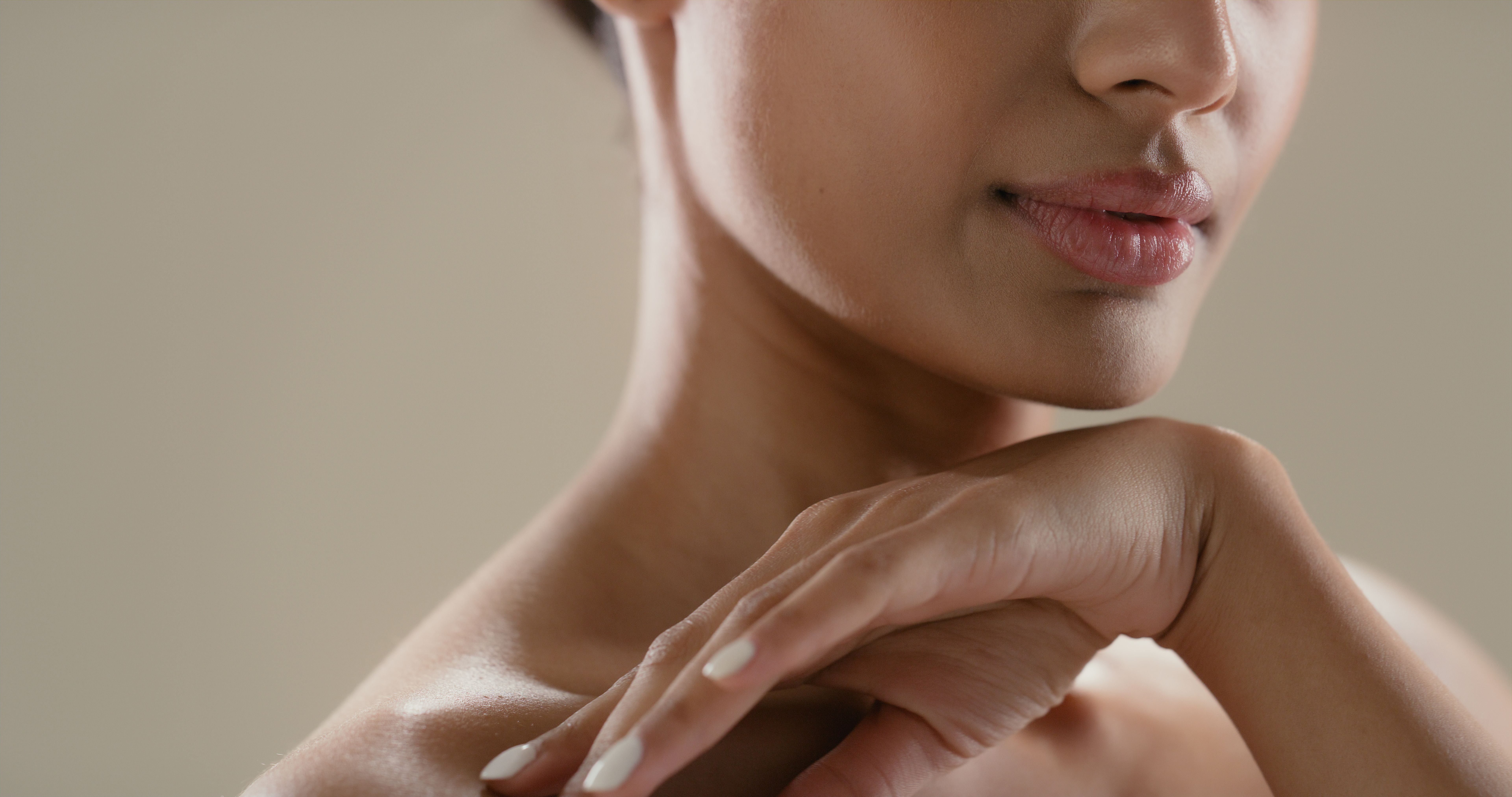 happy woman glowing skin