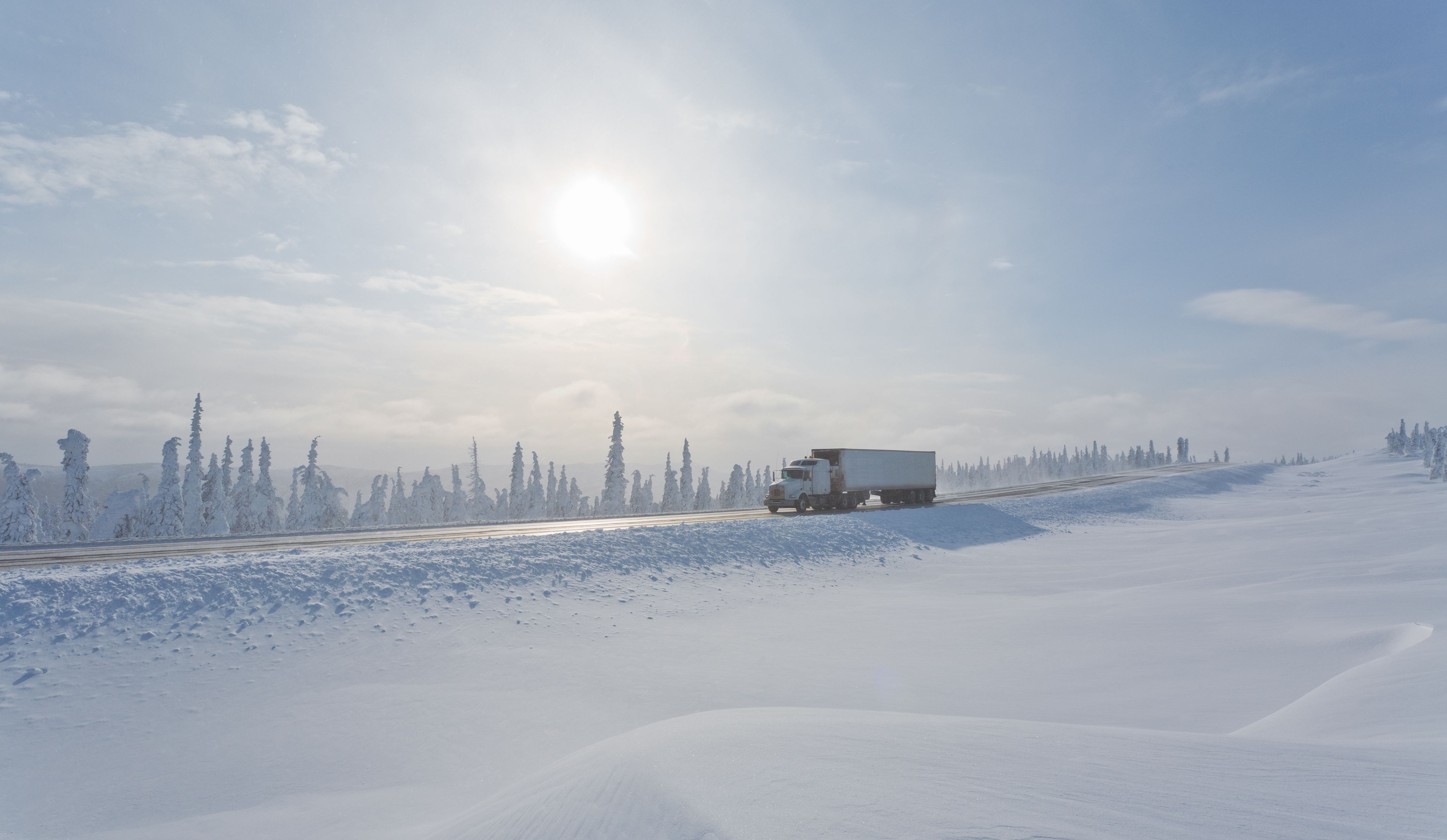 truck on winter road
