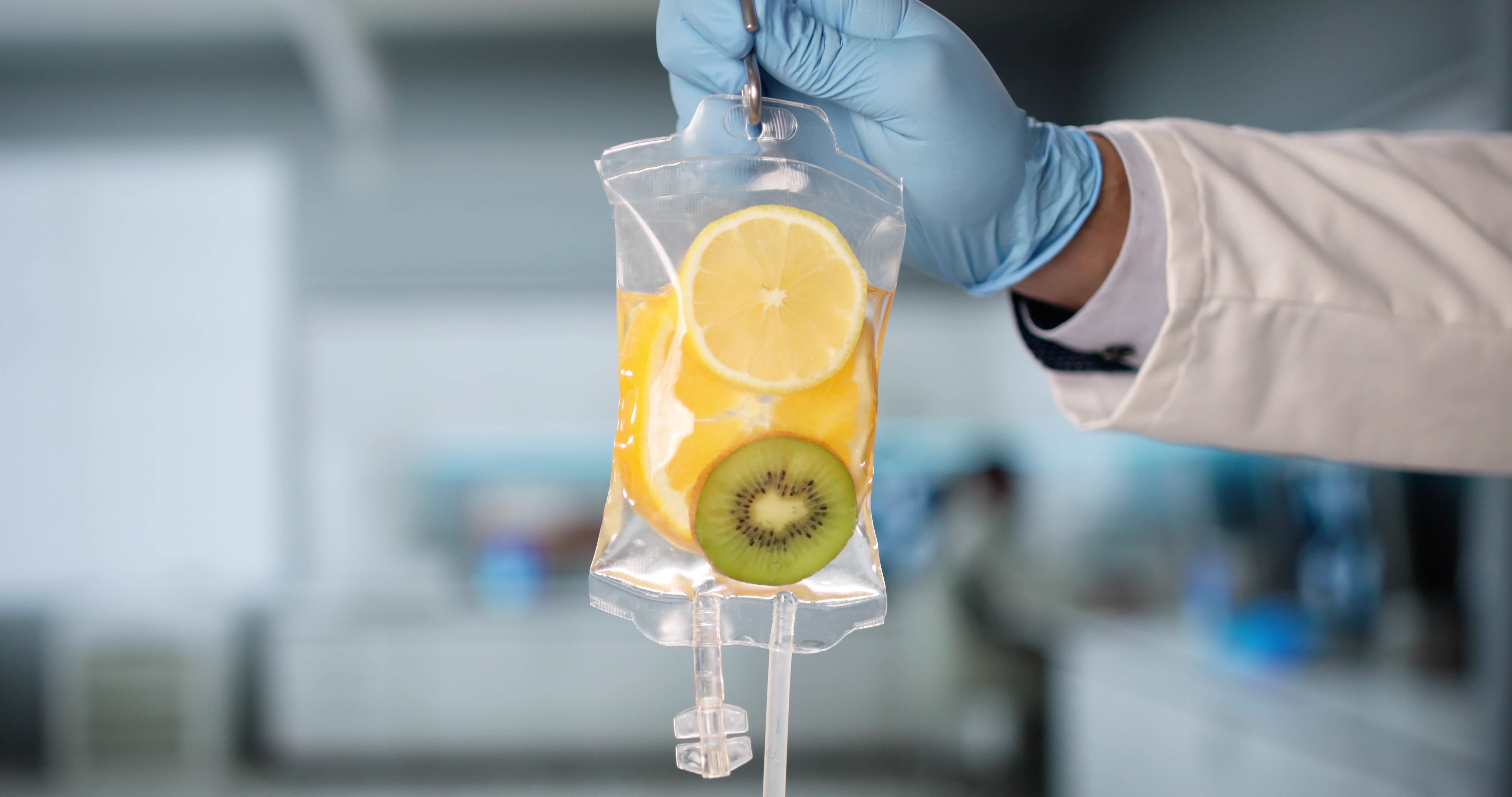 Man Receiving Vitamin Infusion Therapy Drip Man Receiving Vitamin Infusion Therapy Drip