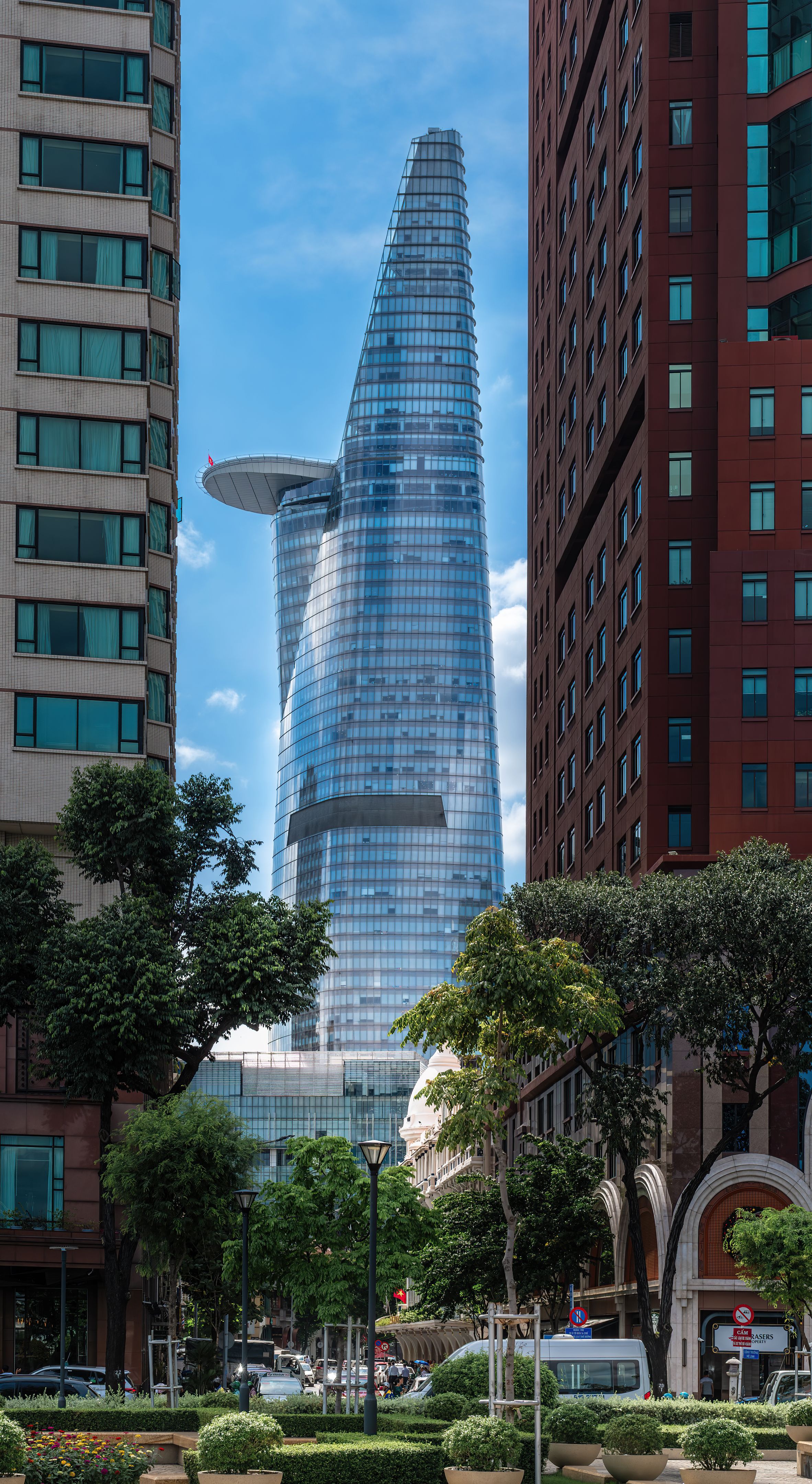 The view of BITEXCO Financial Tower  between two buildings,Ho Chi Minh City,Vietnam
