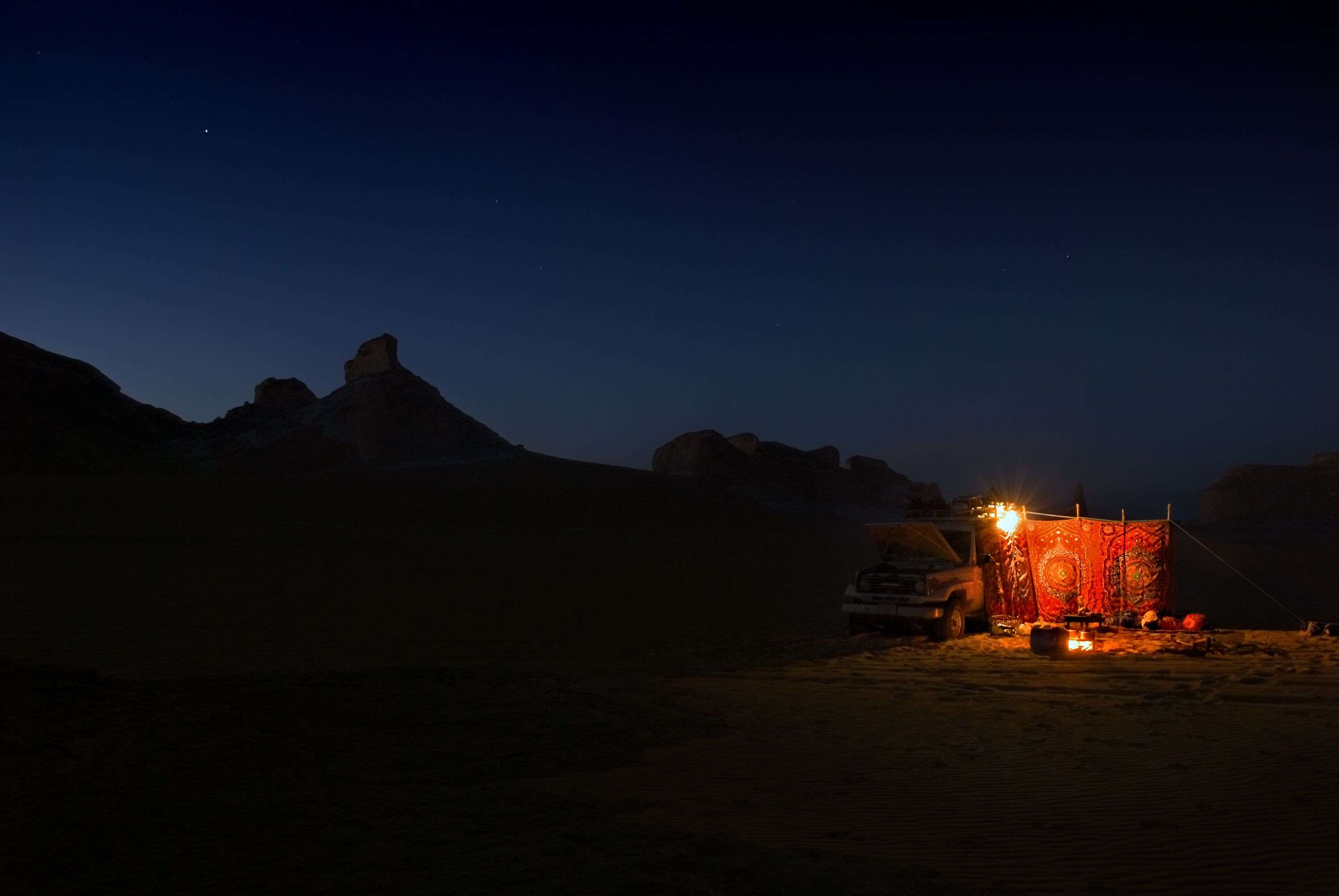 Overnight under the stars. Safari in sahara desert. Egypt