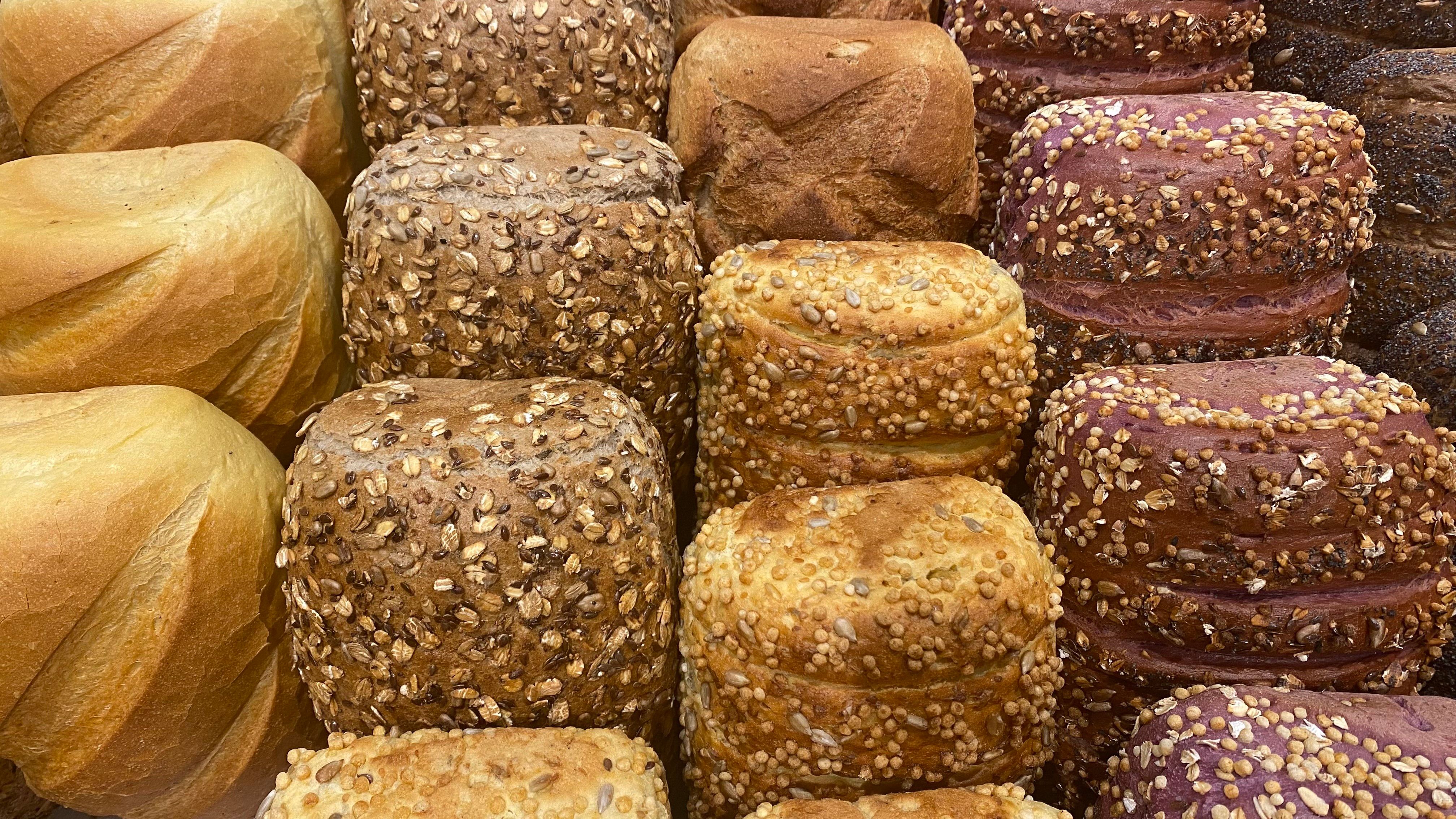 Freshly baked bread loaves