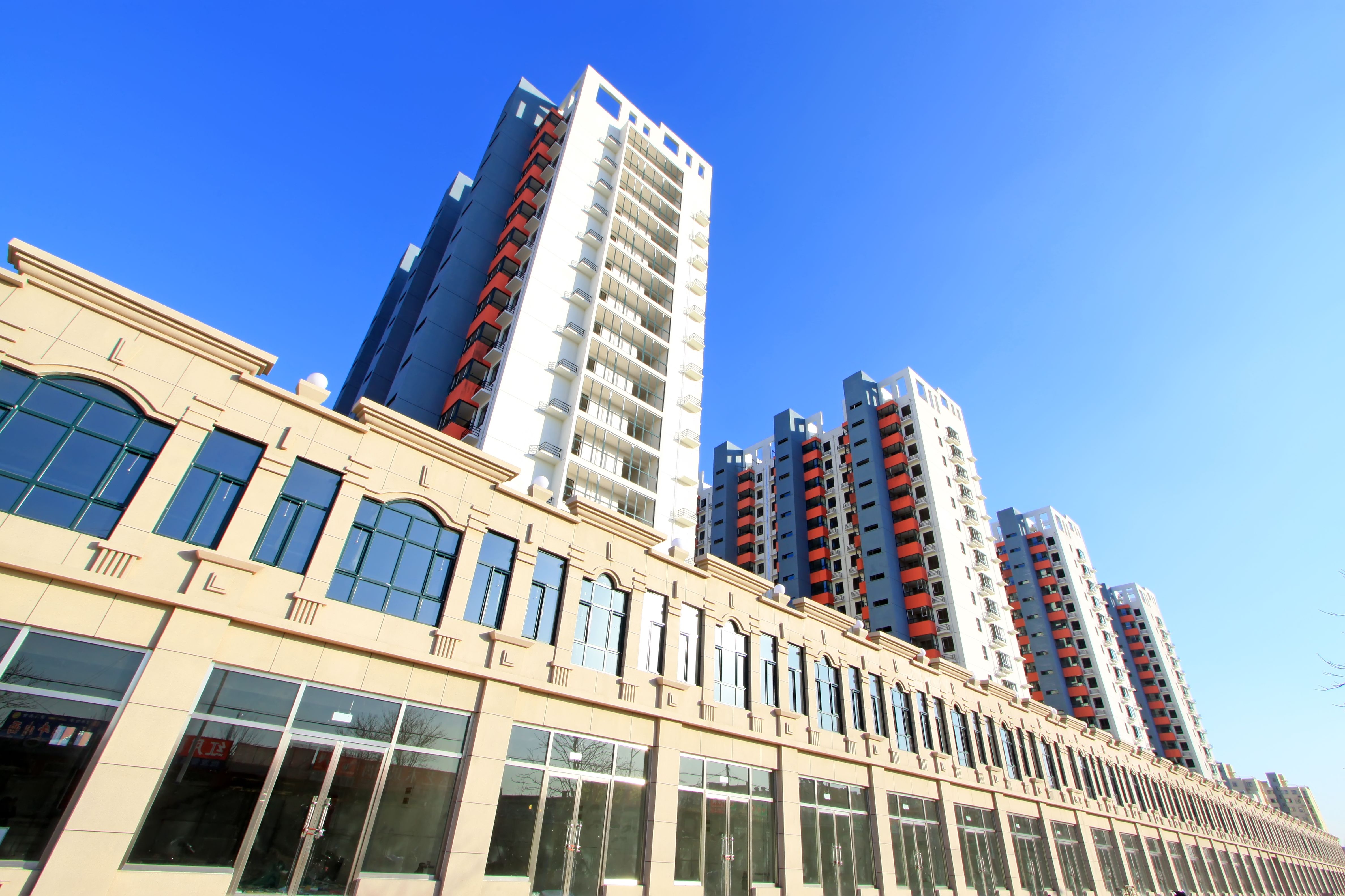 unfinished building, under the blu sky background unfinished building, under the blu sky background