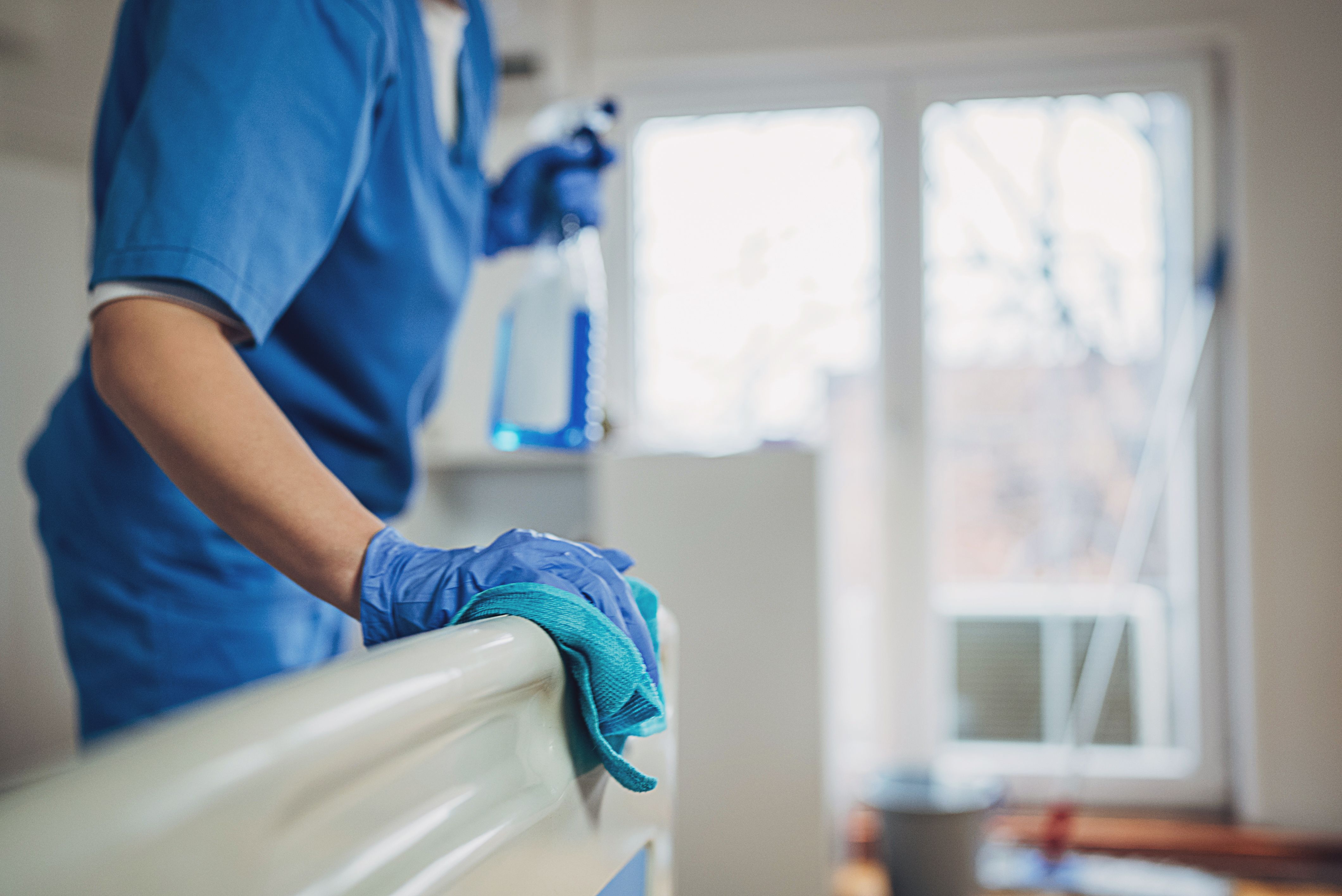 Cleaning a healthcare space with eco-friendly products