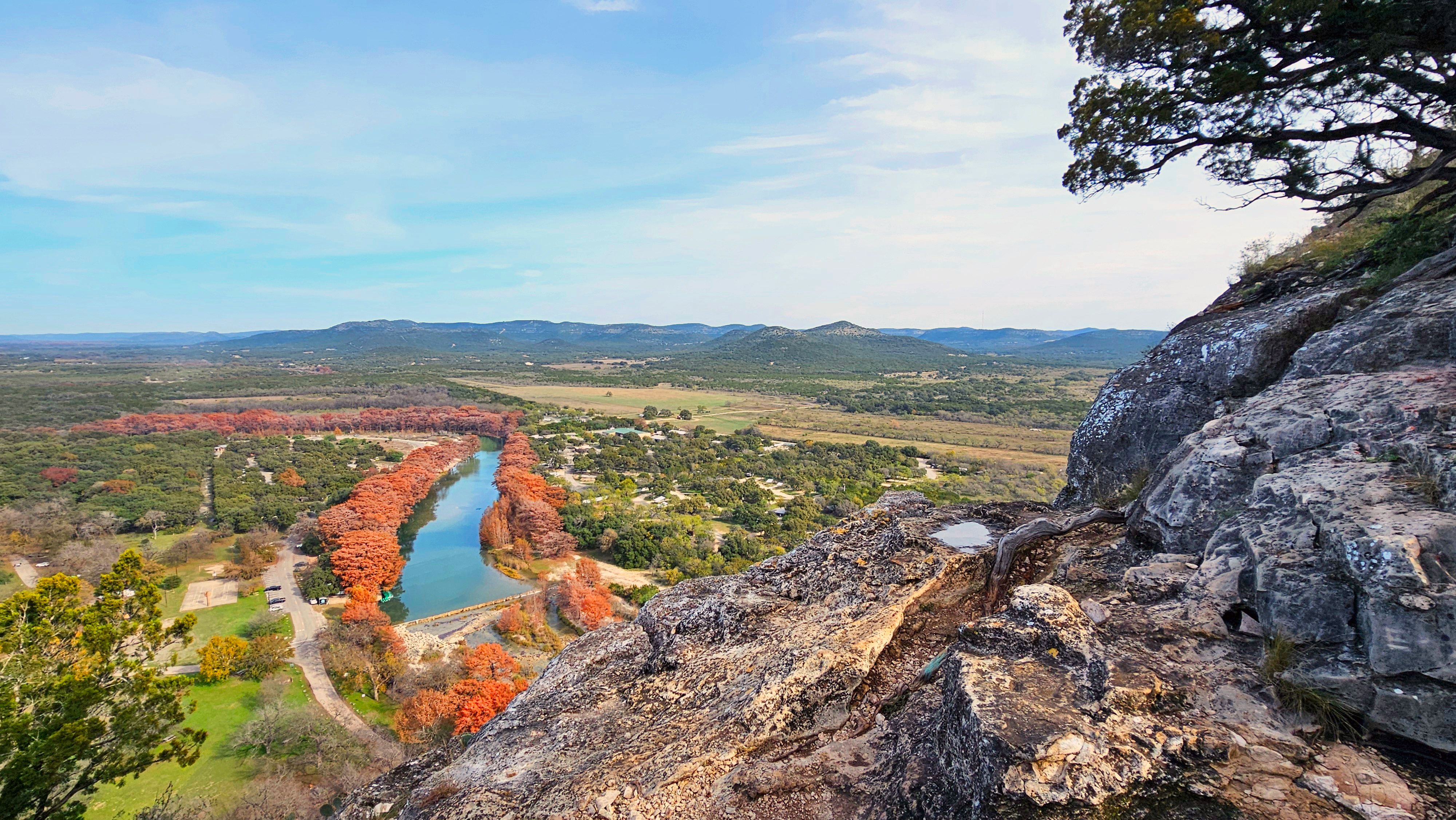 View of Frio River and Garner State Park from the top of Old Baldy
