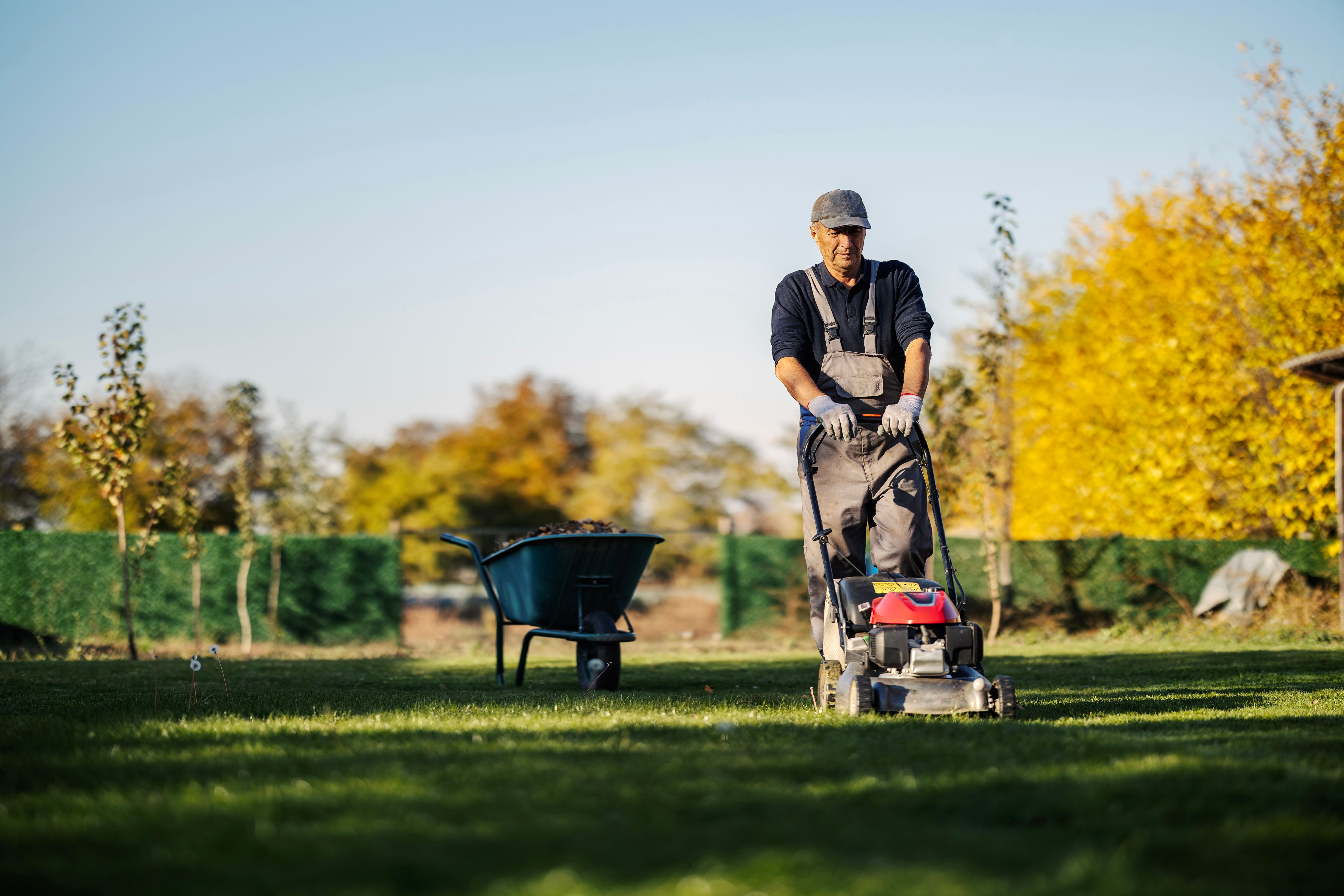 mowing lawn