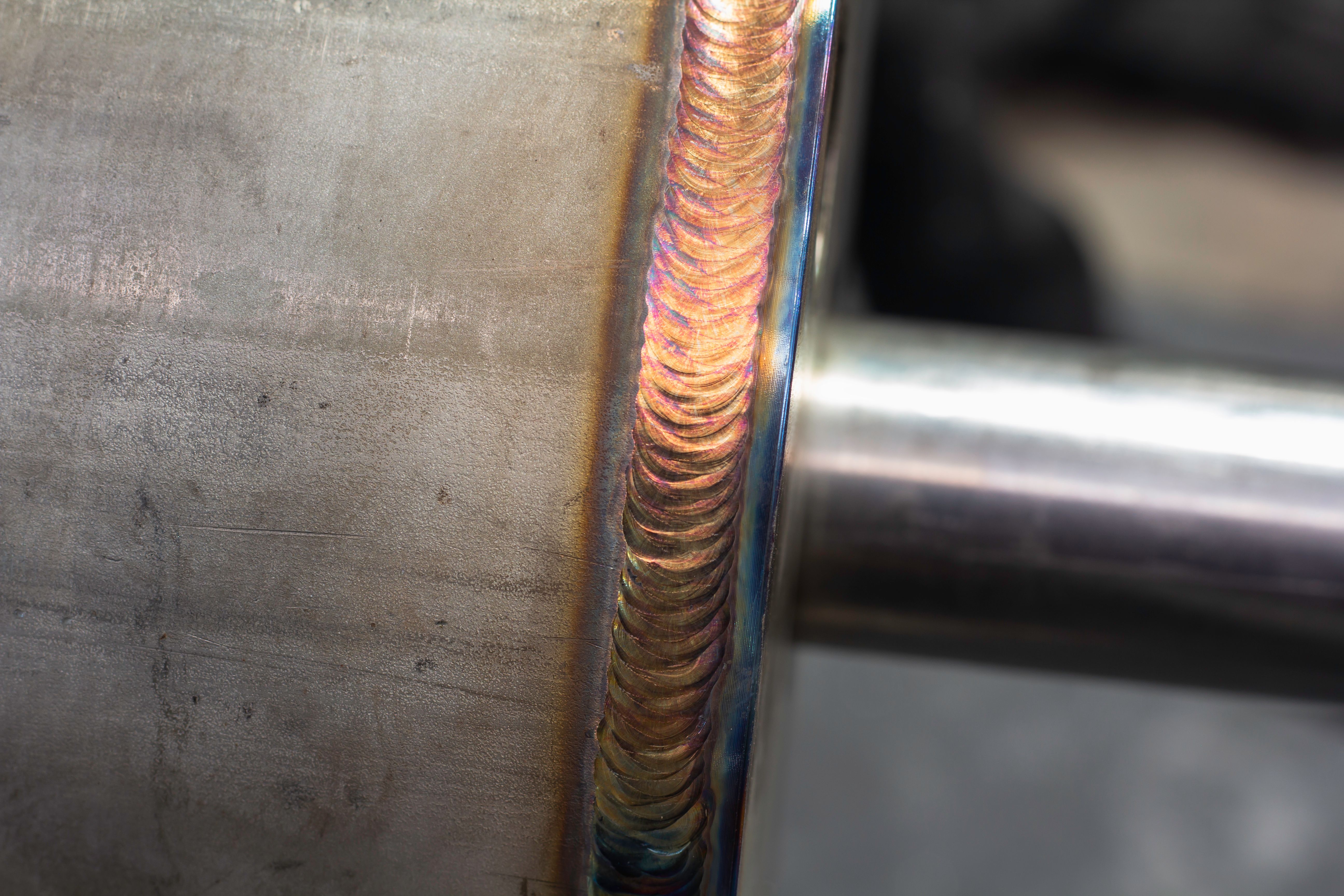 Welding of stainless steel with argon.