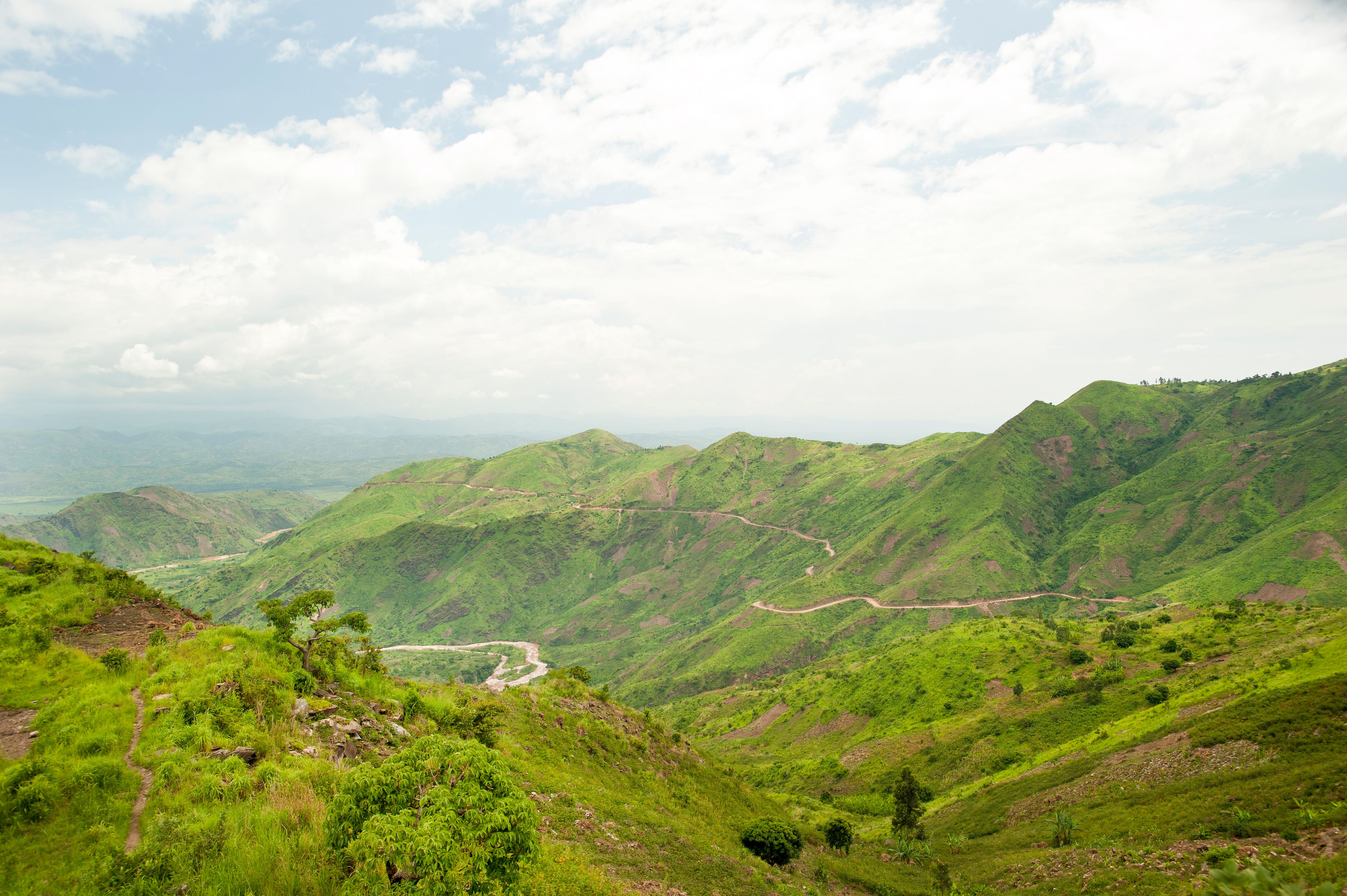 Ruzizi River in the green hills of Burundi