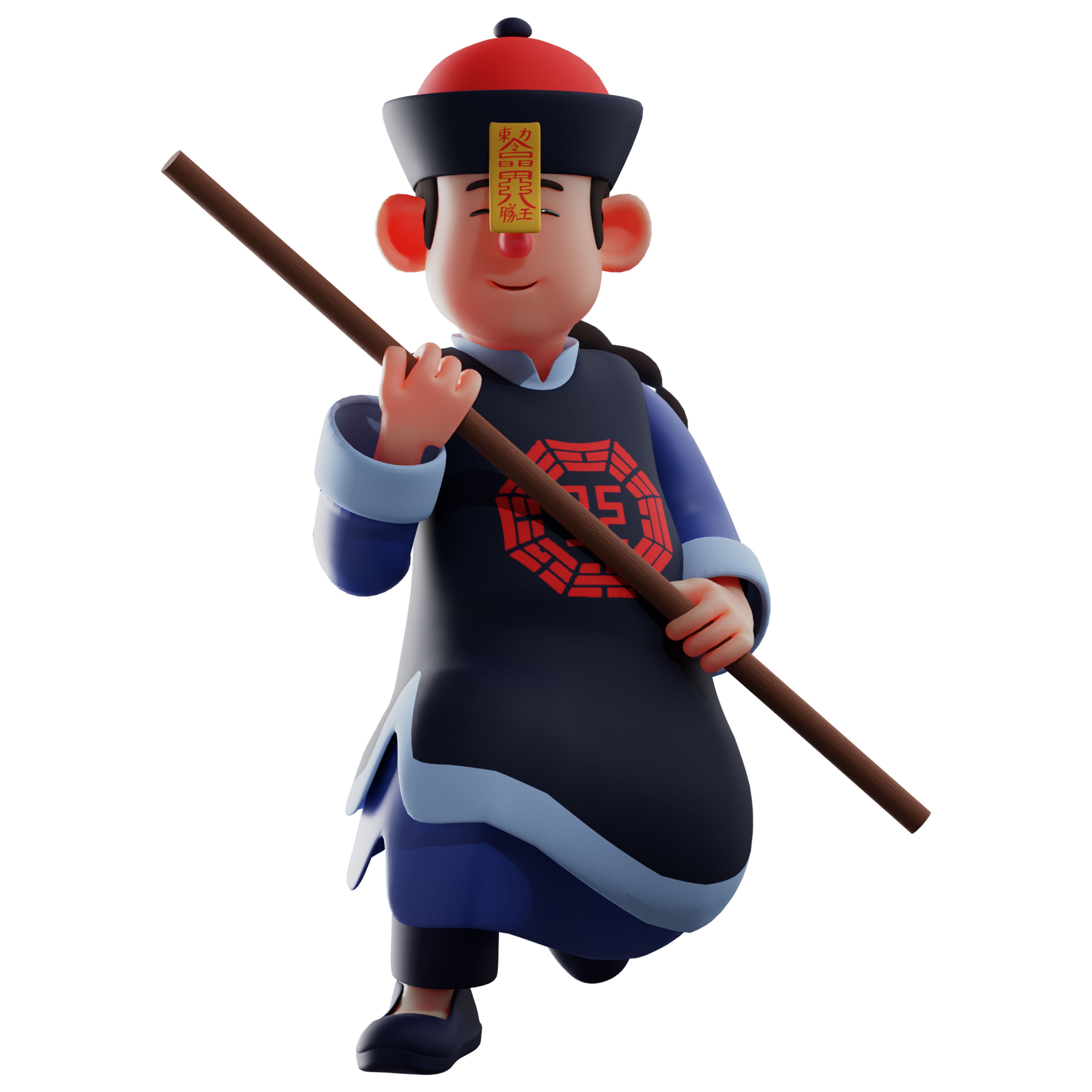 3D Vampire Cartoon holding stick