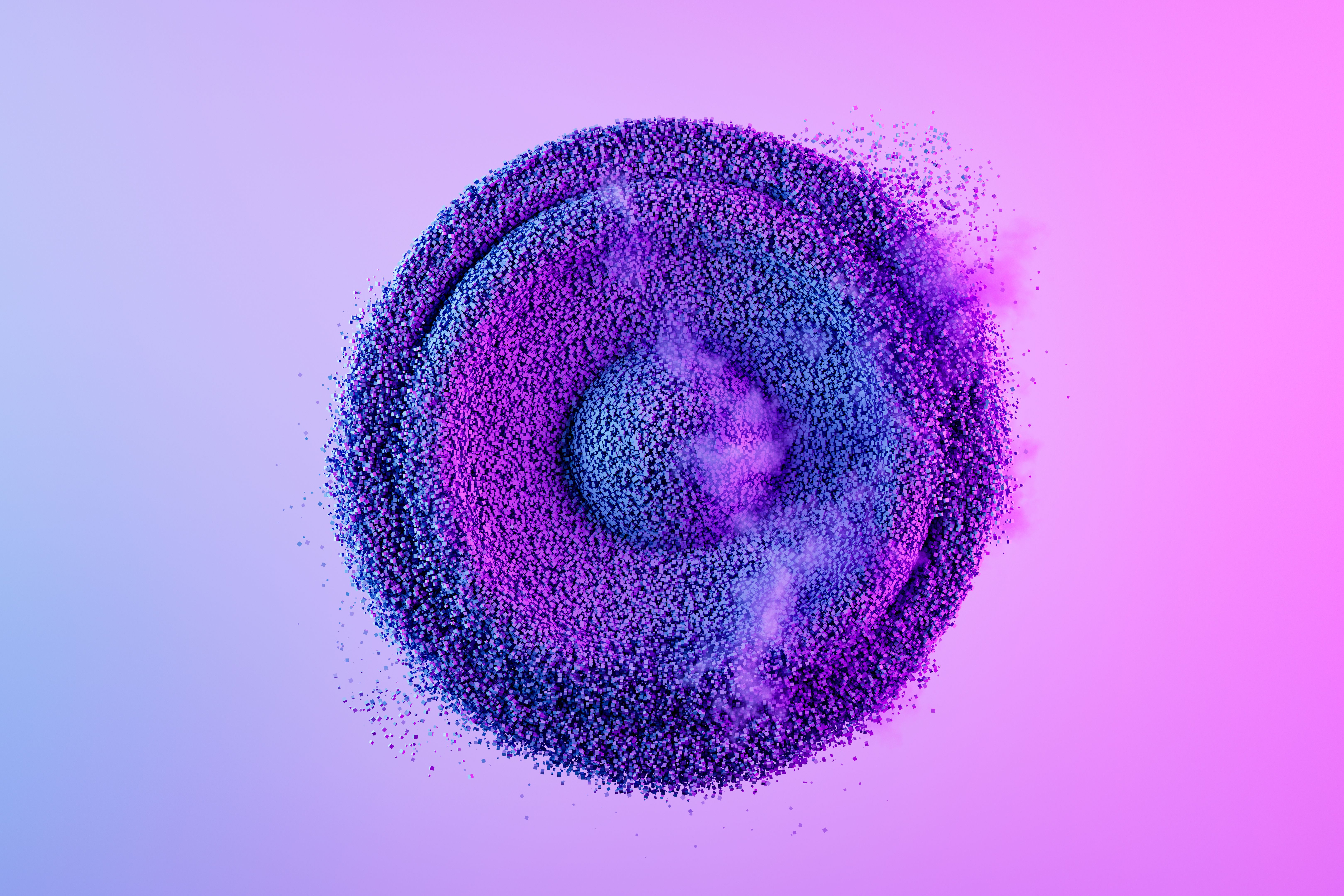 Audio Speaker with particles on neon lighting purple background Audio Speaker with particles on neon lighting purple background