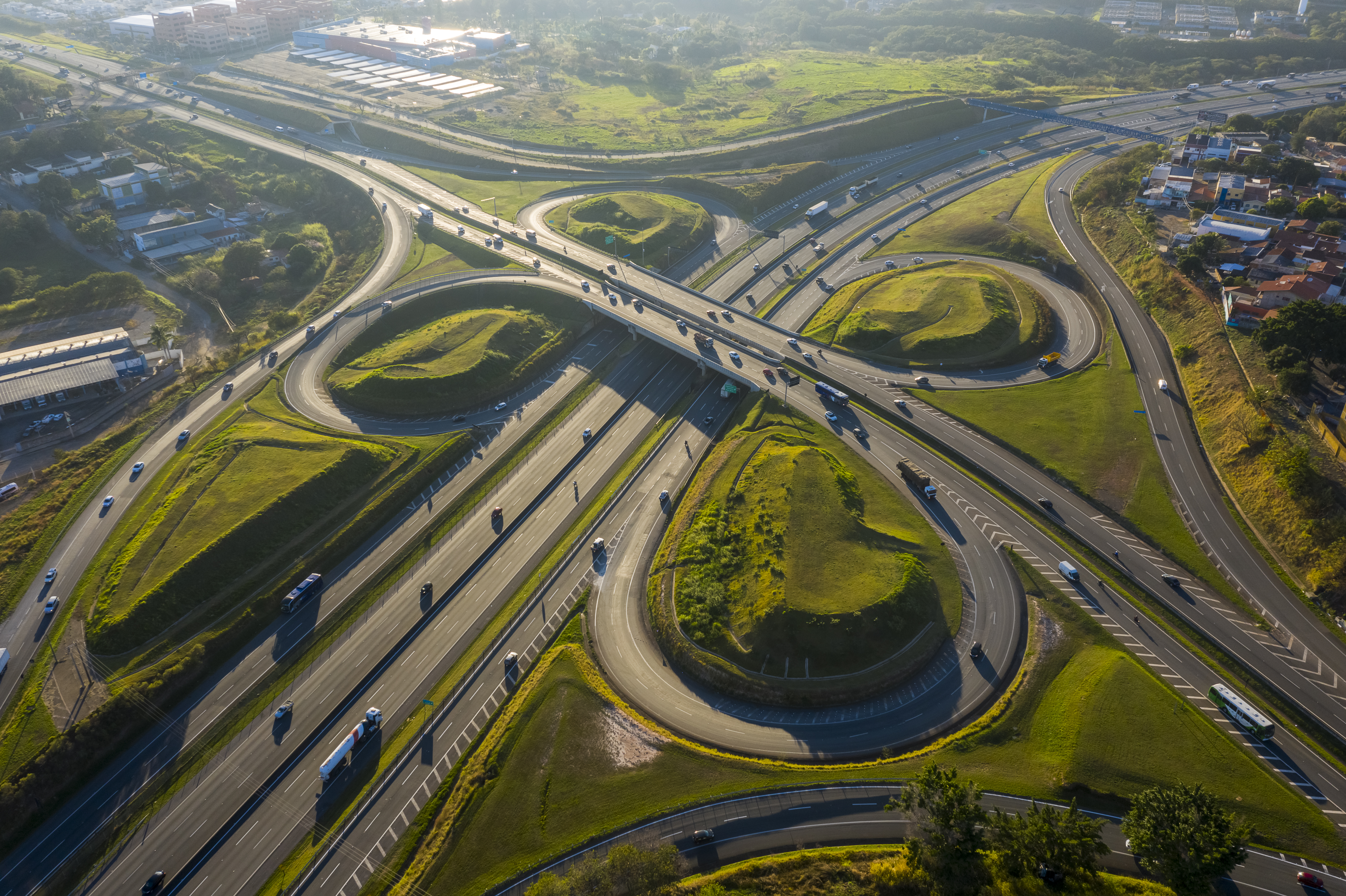 highway crossing in Campinas at dawn seen from above, Sao Paulo, Brazil, highway crossing in Campinas at dawn seen from above, Sao Paulo, Brazil,