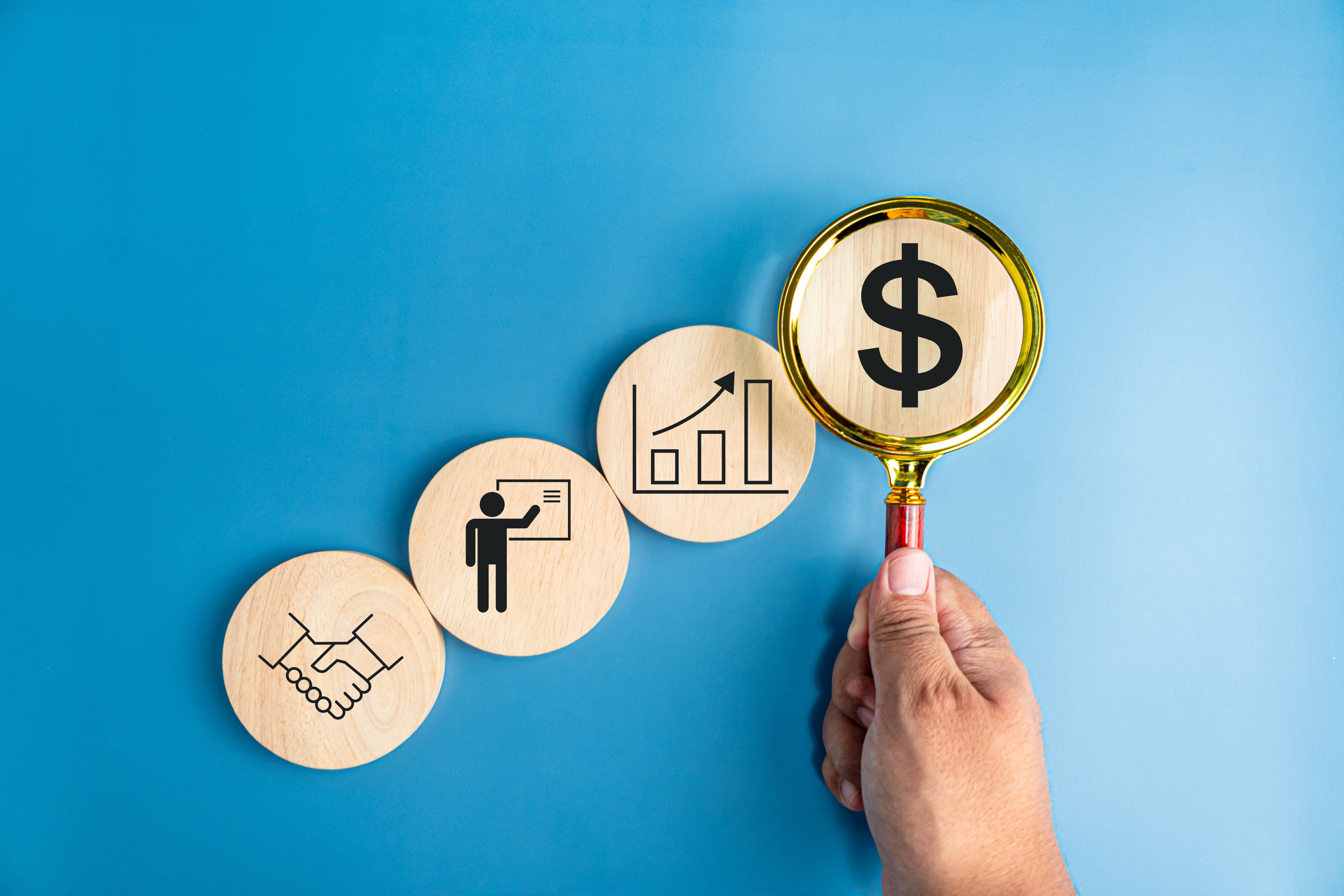 Successful business idea Personnel's work in management strategy, growth, graphs, marketing goals Career success