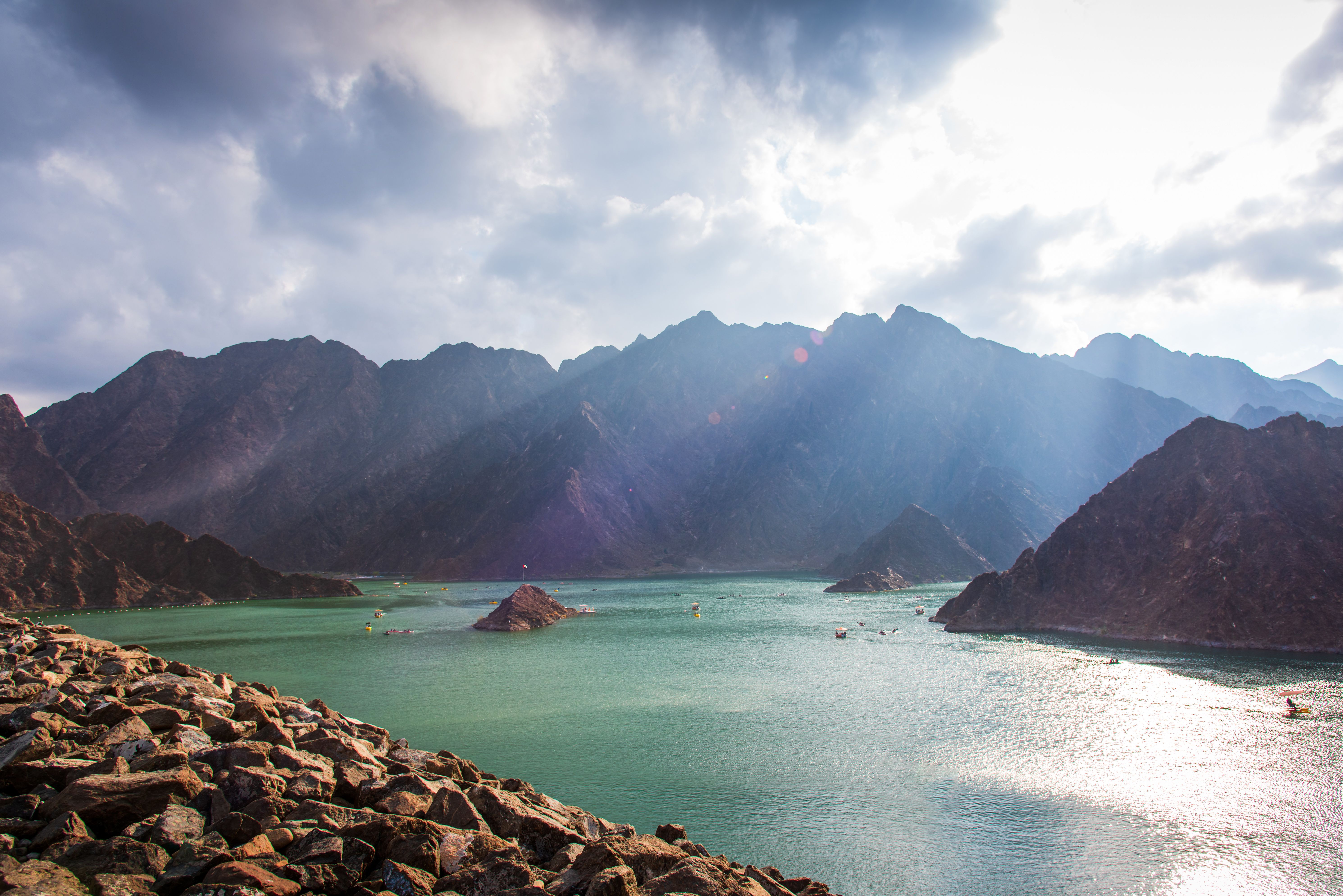 Hatta dam lake in Dubai emirate of UAE