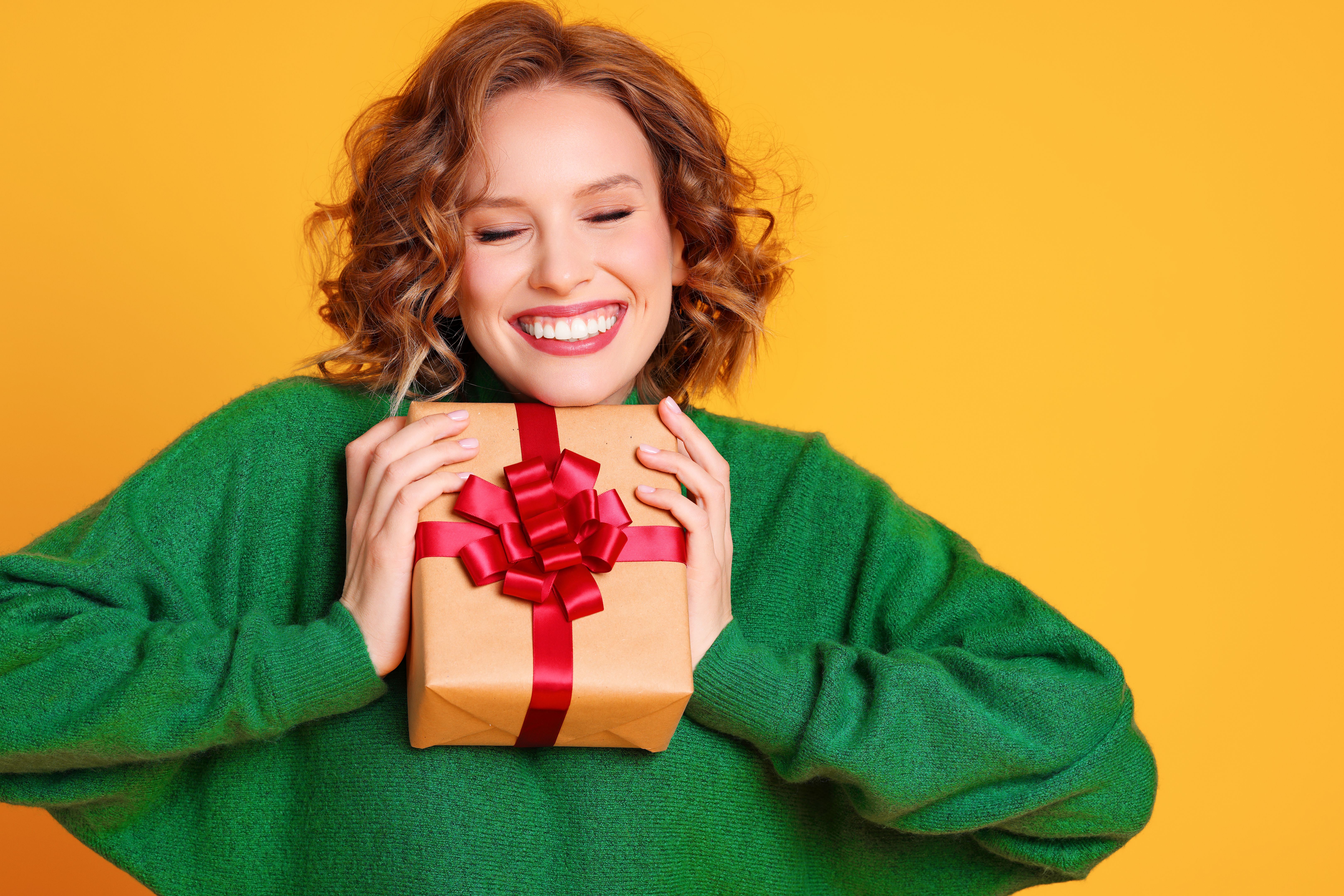 smiling person gift