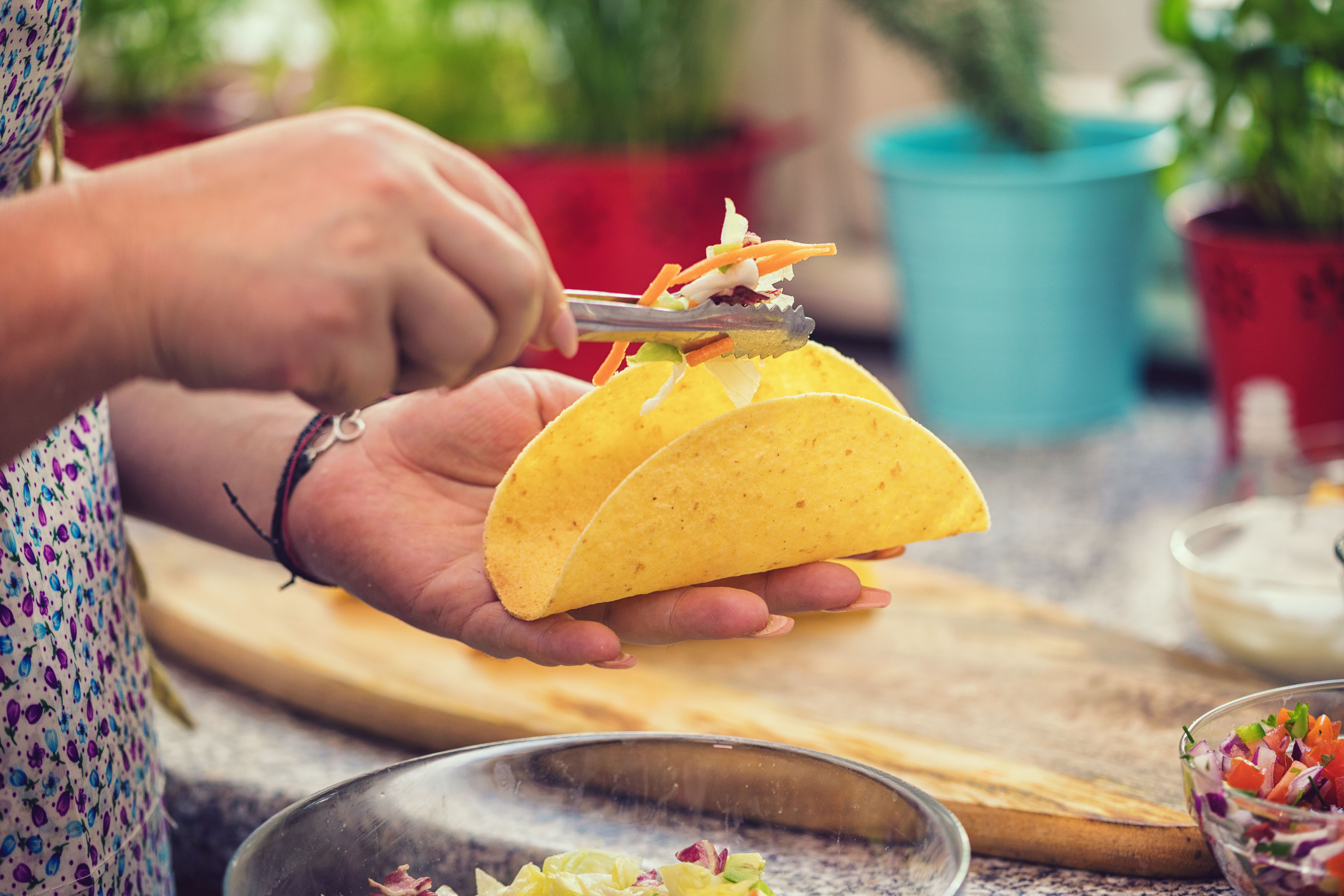 assembling tacos