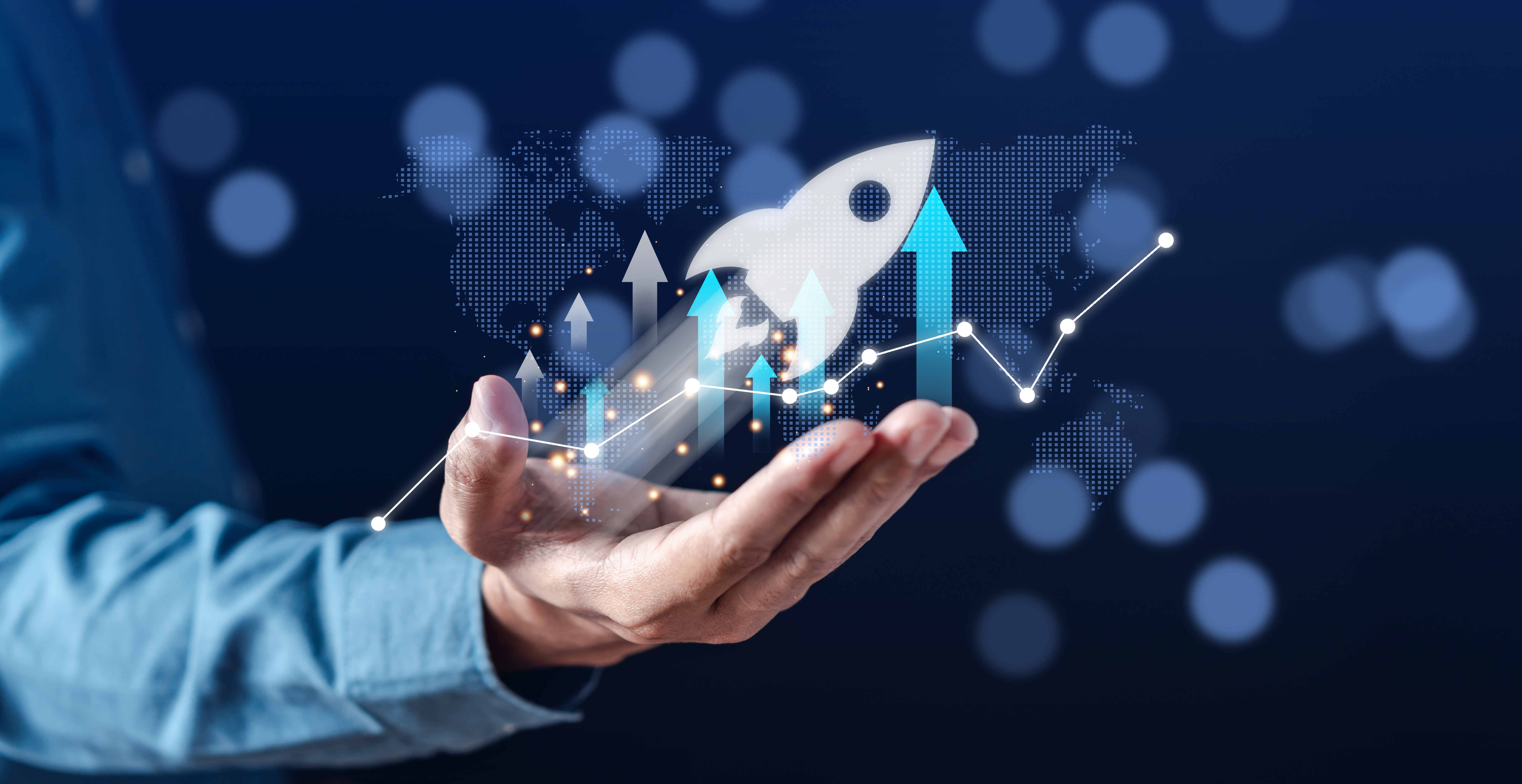 Businessman hold virtual rocket launch investment growth, planning and starting corporate business start up aiming objective value development leadership and customer target group. Businessman hold virtual rocket launch investment growth, planning and starting corporate business start up aiming objective value development leadership and customer target group.