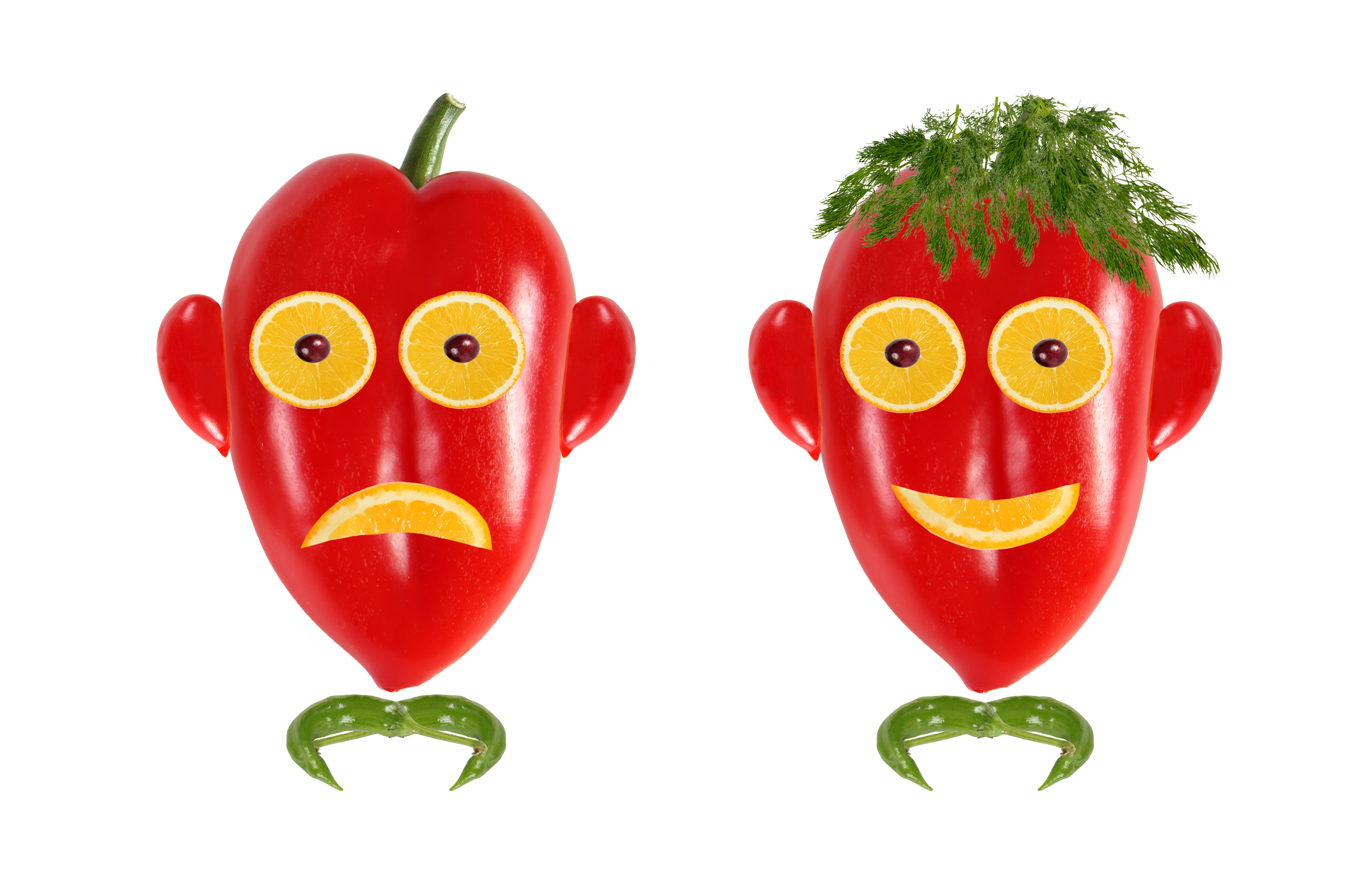 Healthy eating. Funny men's faces made of vegetables and fruits Healthy eating. Funny men's faces made of vegetables and fruits