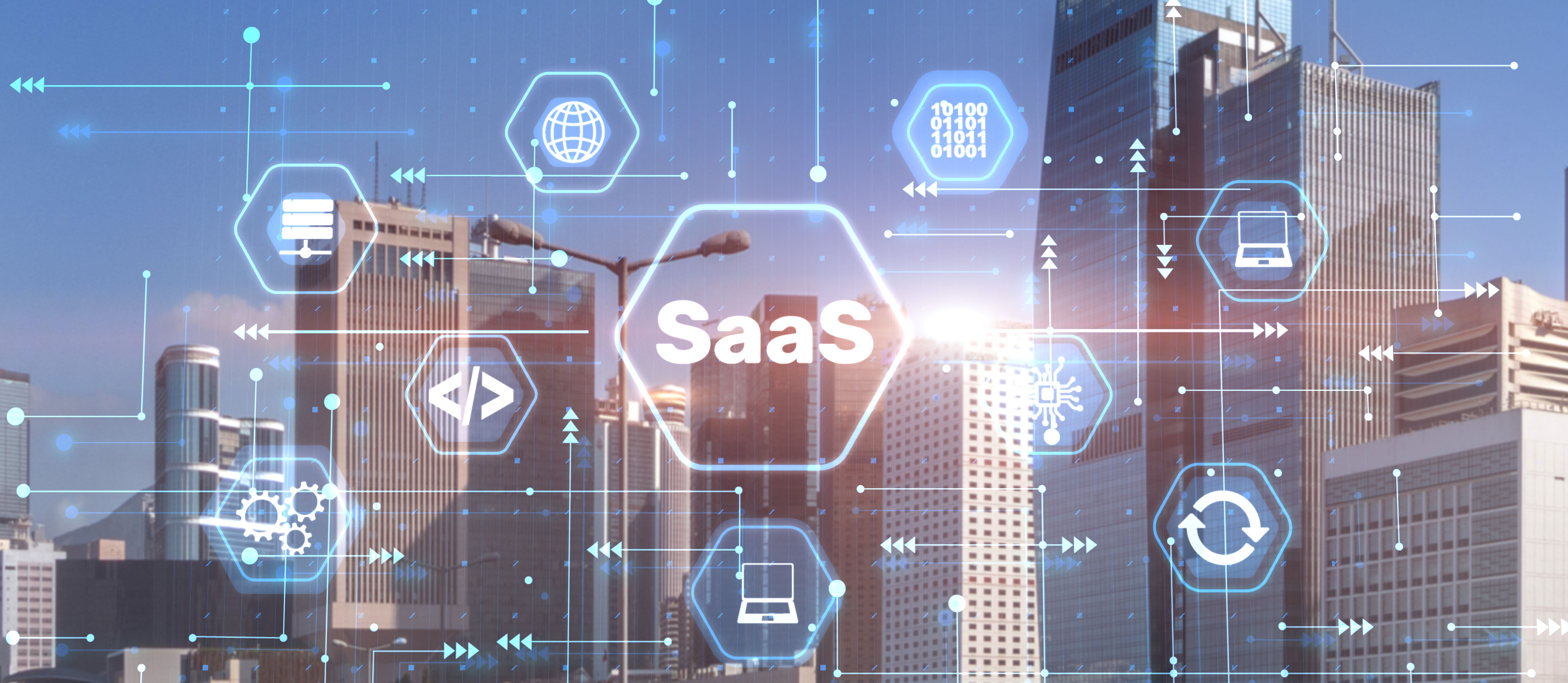 SaaS, Software as a Service. Networking Technology Internet concept