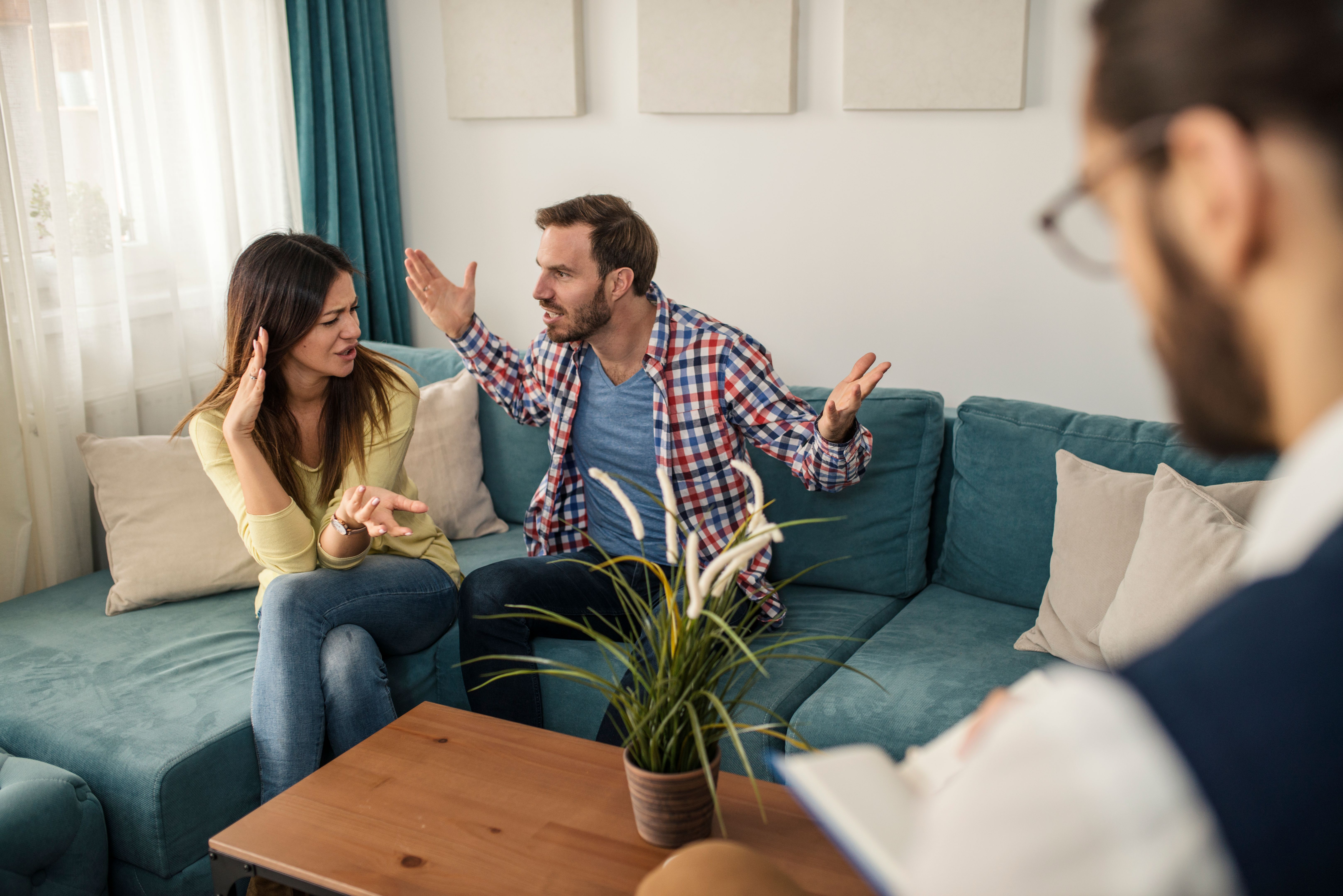 Couple with problems during psychotherapy