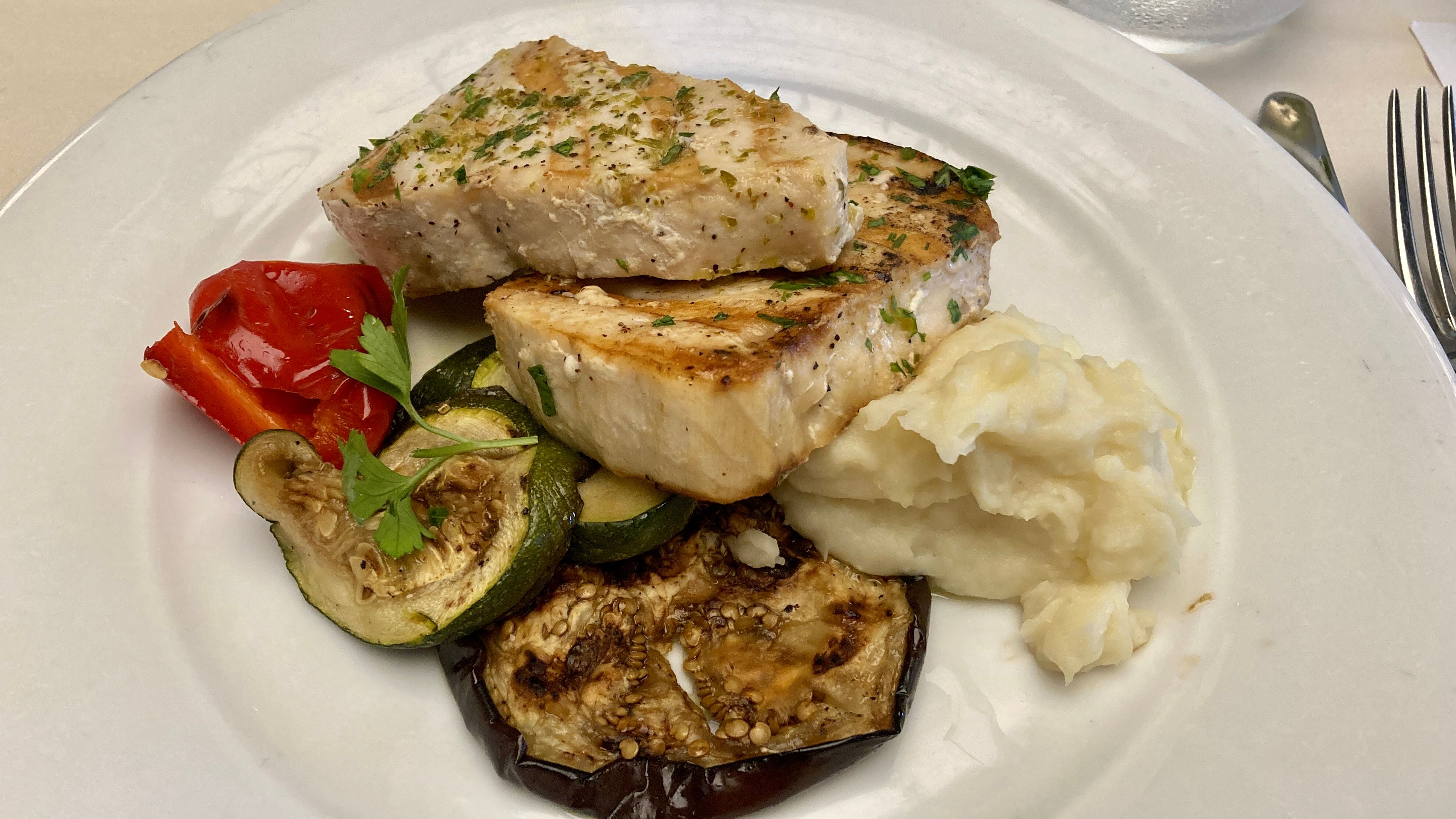 swordfish polenta plate