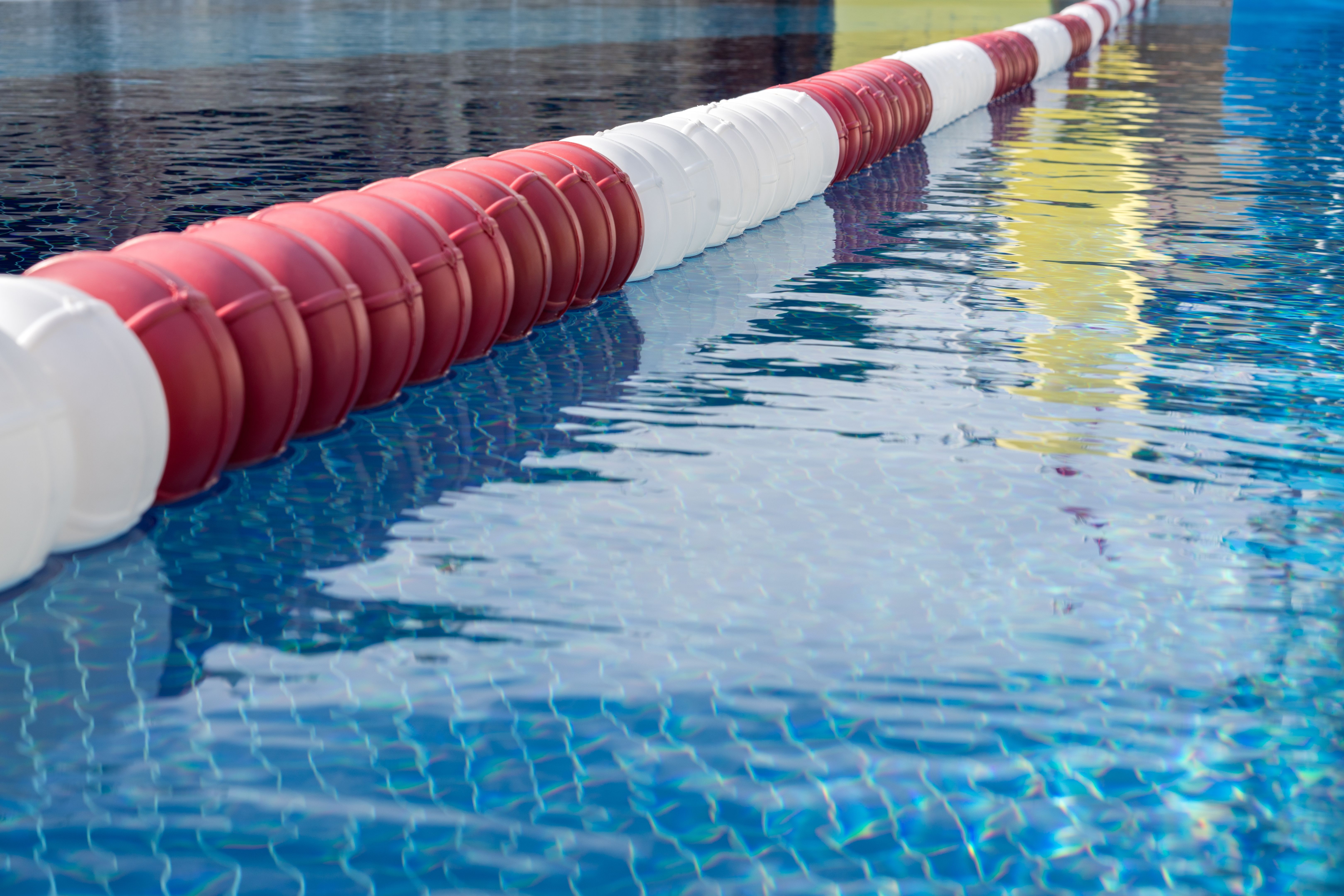 Swimming pool with lane markings