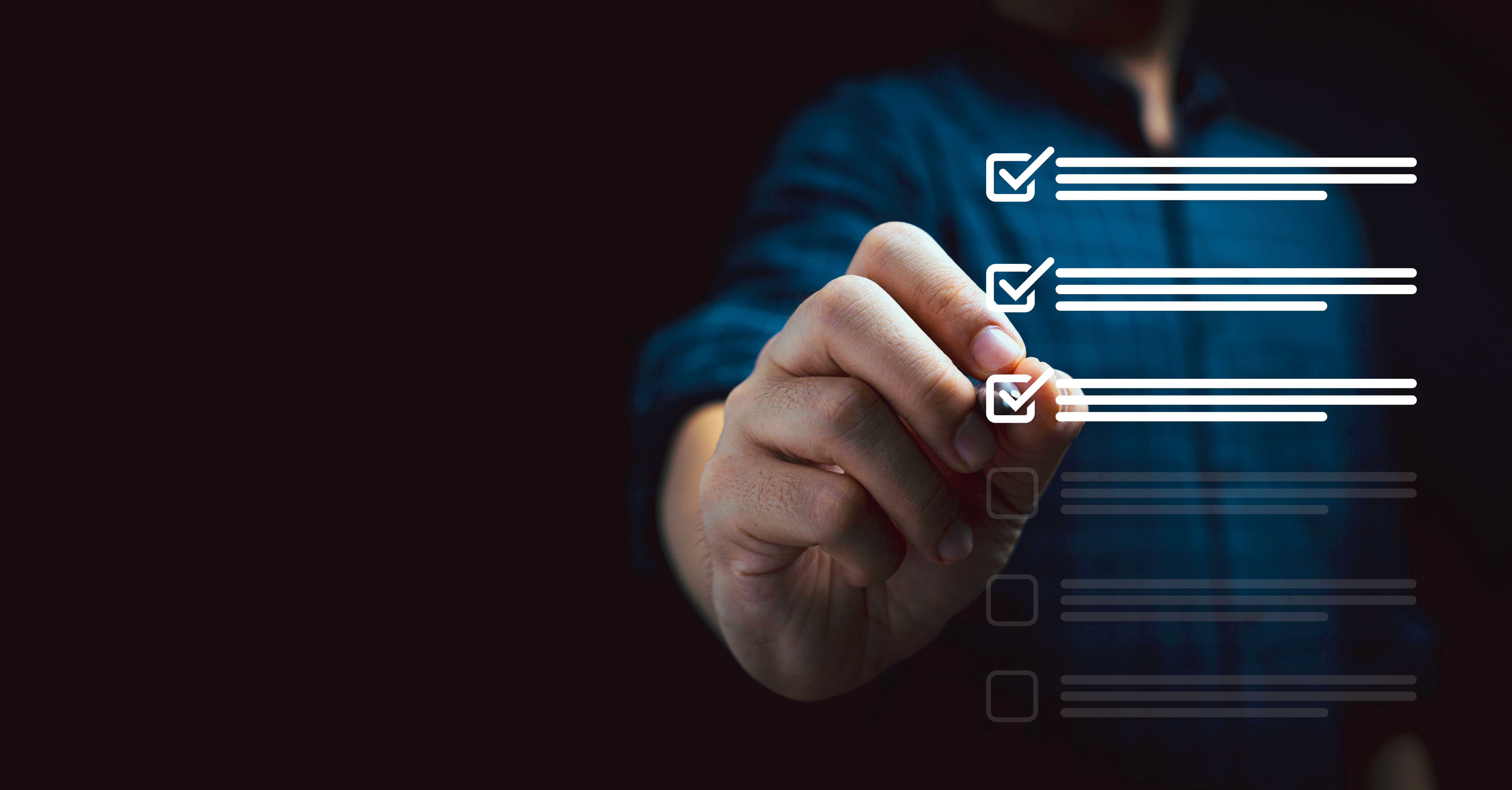 Businessman using pen to tick mark for check review and approve virtual document , Quality assurance and ISO concept. Businessman using pen to tick mark for check review and approve virtual document , Quality assurance and ISO concept.