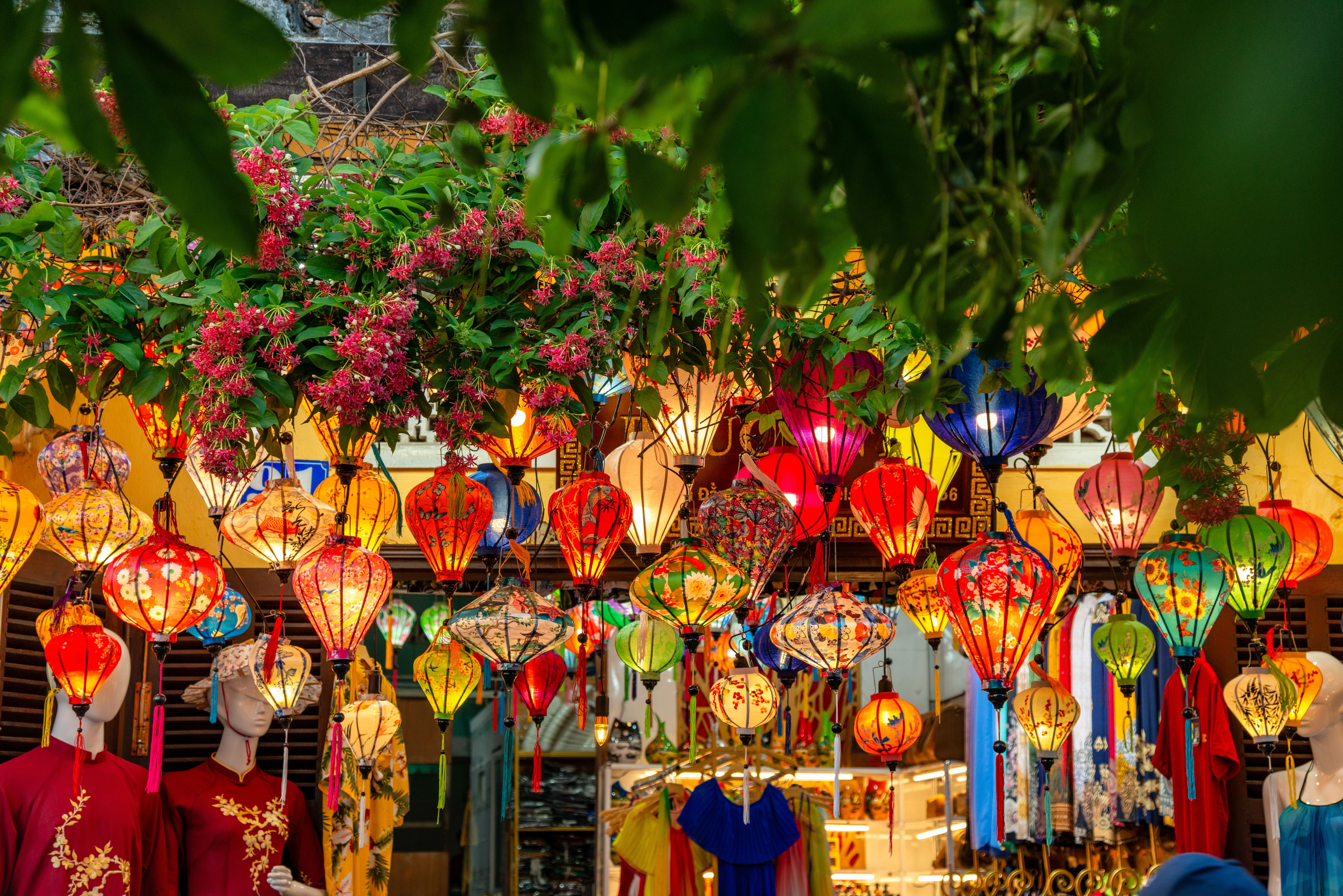 Paper lanterns on the streets of old Asian town - Hoi An Paper lanterns on the streets of old Asian town - Hoi An
